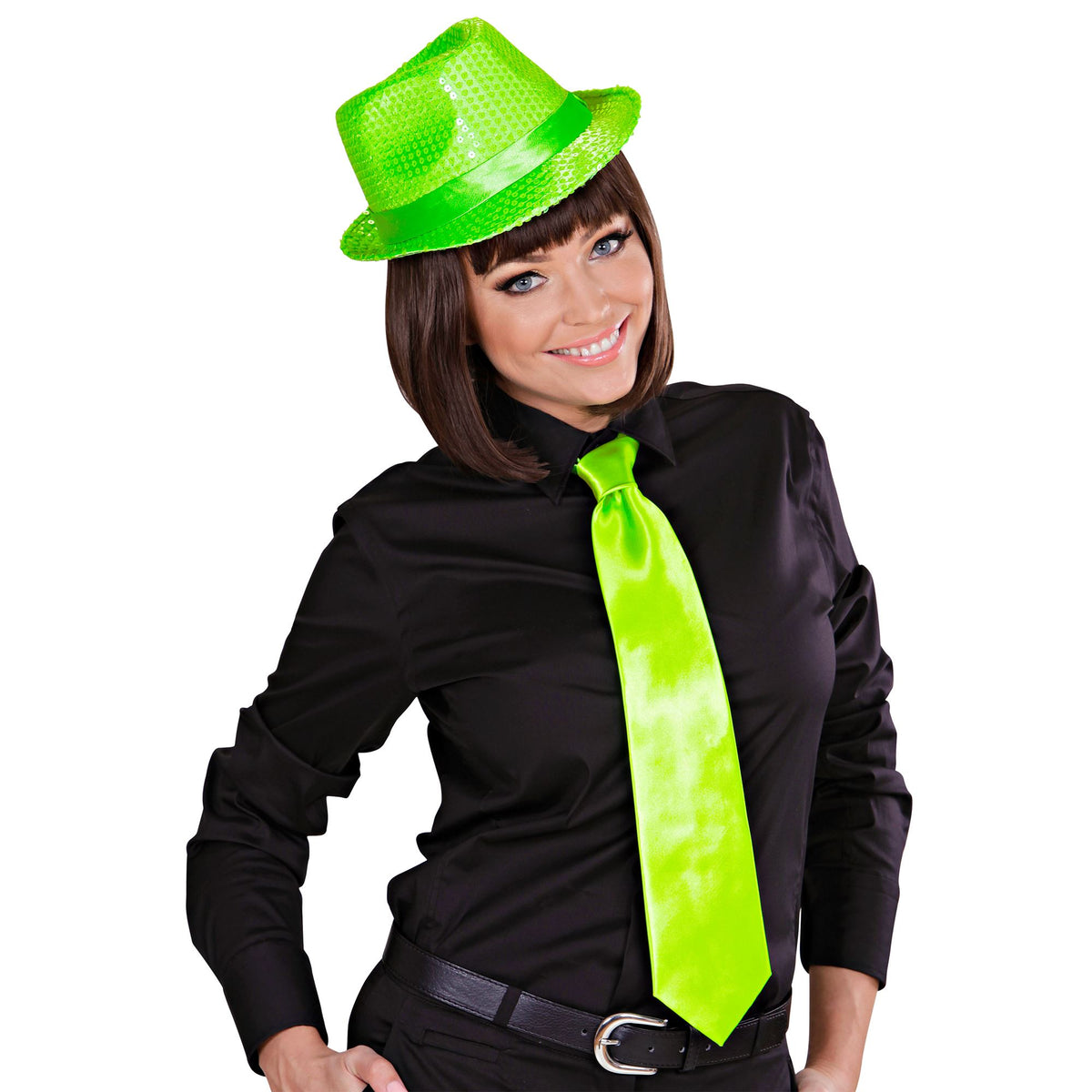 "NEON GRÜNE KRAWATTE" aus Satin – Ansicht 3