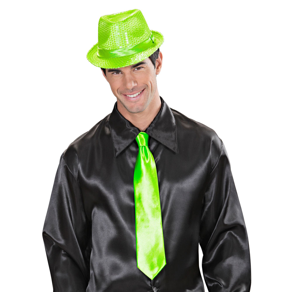 "NEON GRÜNE KRAWATTE" aus Satin – Ansicht 4