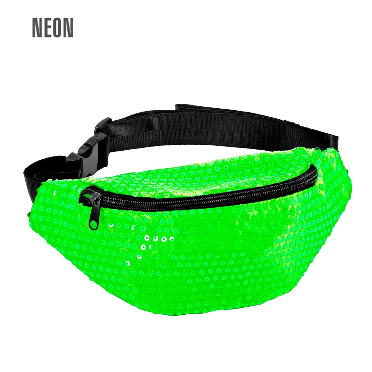 "NEON GRÜNE PAILLETTEN GÜRTELTASCHE" – Vorderansicht