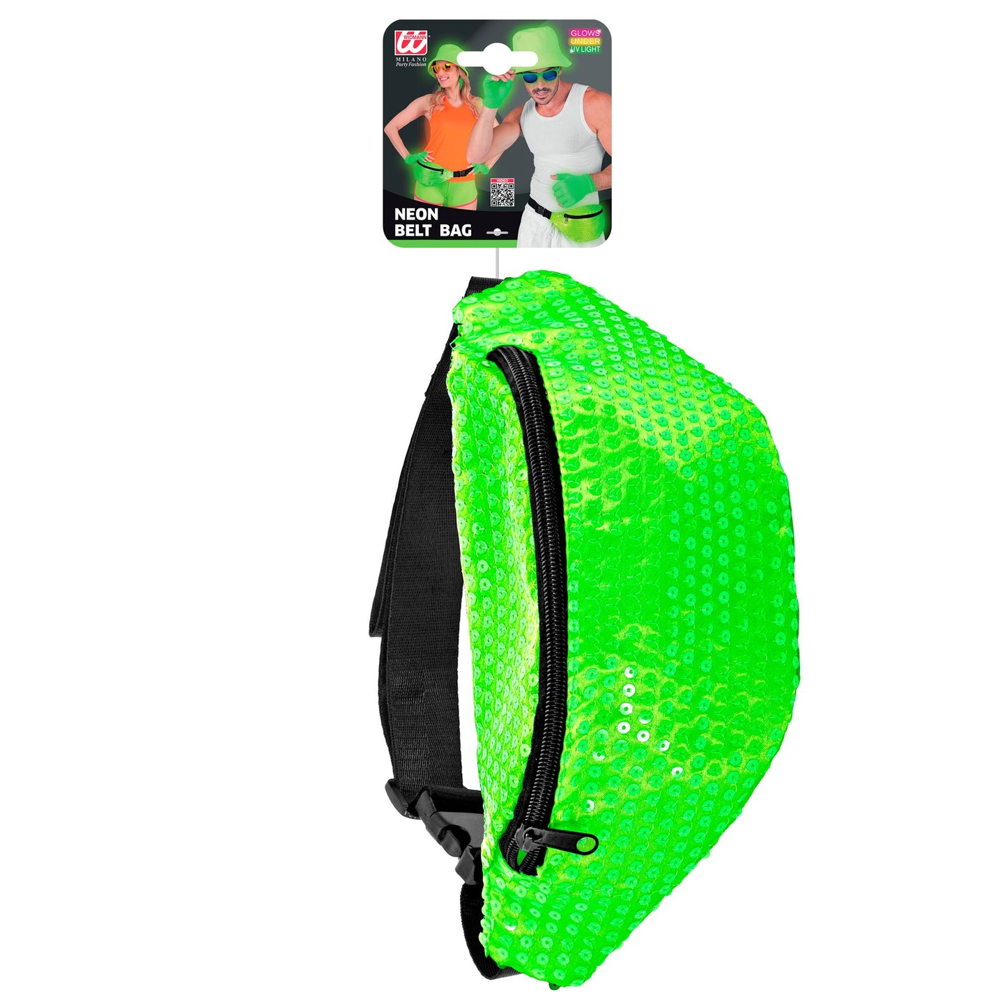 "NEON GRÜNE PAILLETTEN GÜRTELTASCHE" – Ansicht 3
