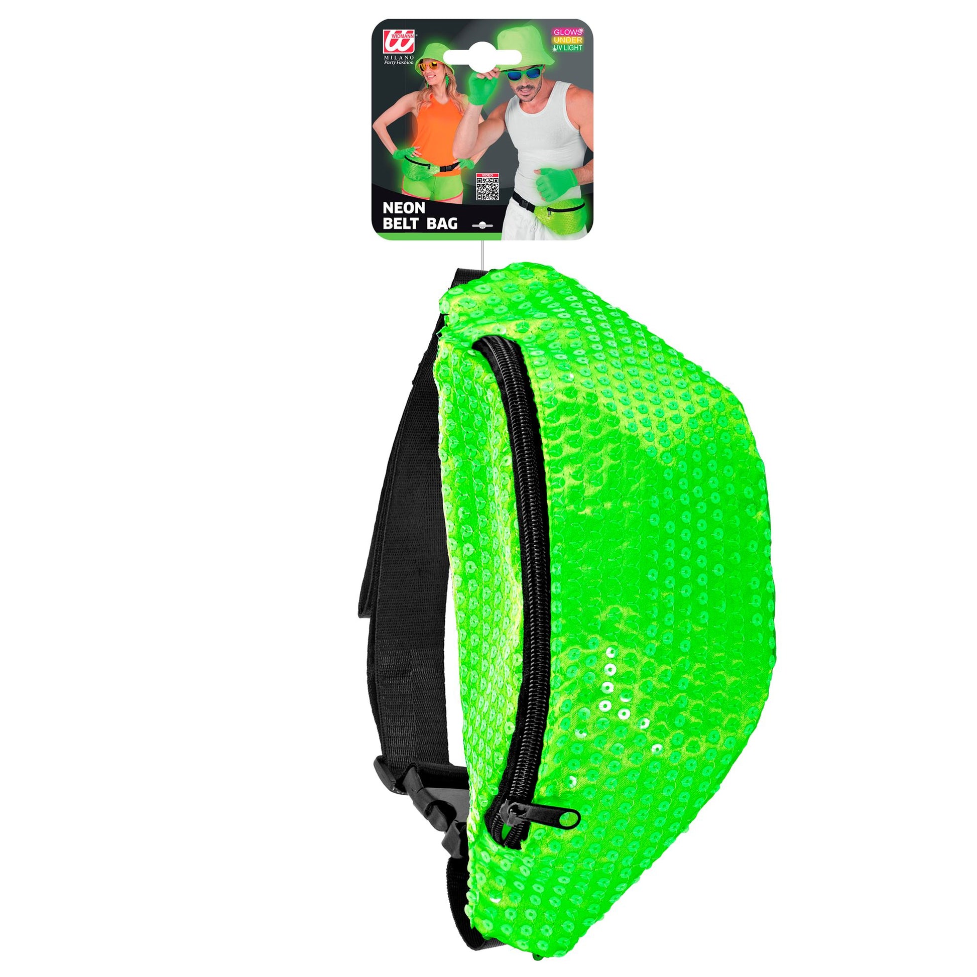 "NEON GRÜNE PAILLETTEN GÜRTELTASCHE" – Ansicht 3