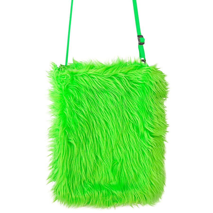 "NEON GRÜNE PLÜSCH HANDTASCHE" – Detailansicht