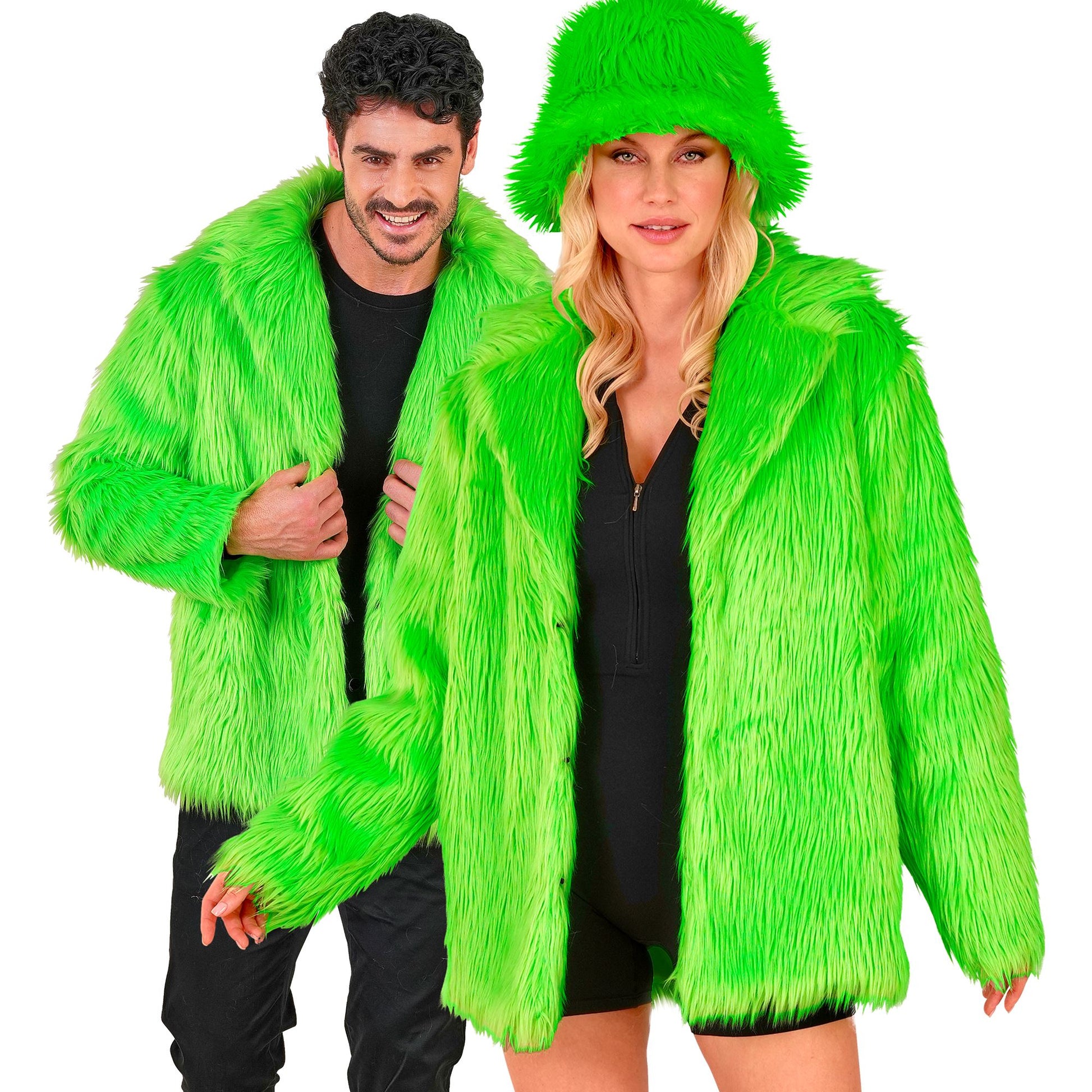 "NEON GRÜNE PLÜSCHJACKE" – Vorderansicht