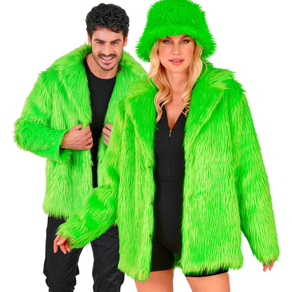 "NEON GRÜNE PLÜSCHJACKE" – Vorderansicht
