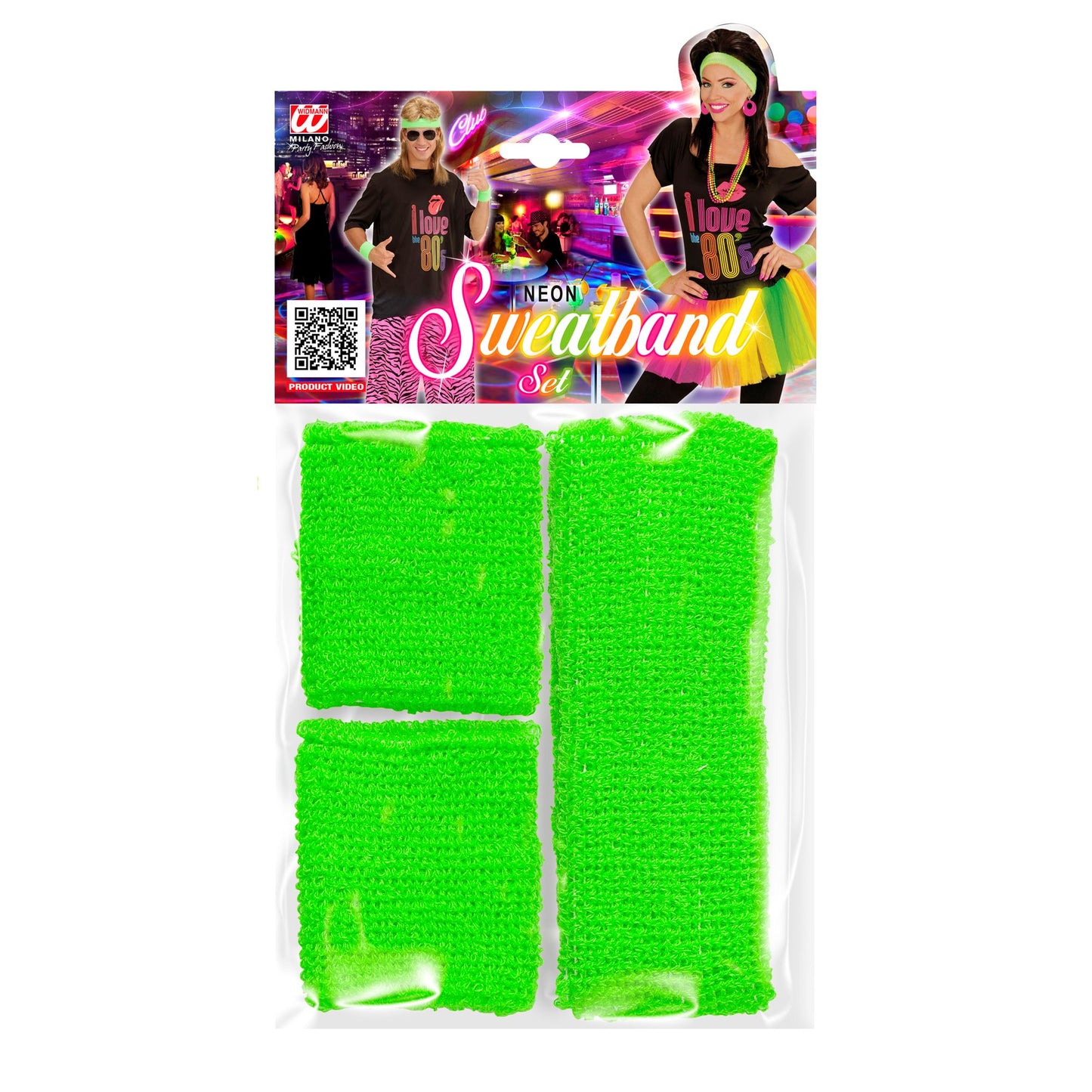 "NEON GRÜNE SCHWEIßBÄNDER" (Stirnband und 2 Armbänder) – Ansicht 3