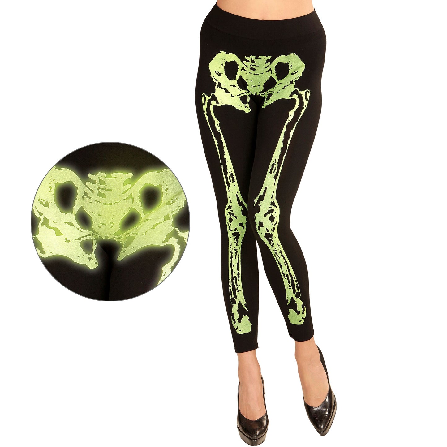 "NEON GRÜNE SKELETTLEGGINGS" 75 DEN – Vorderansicht