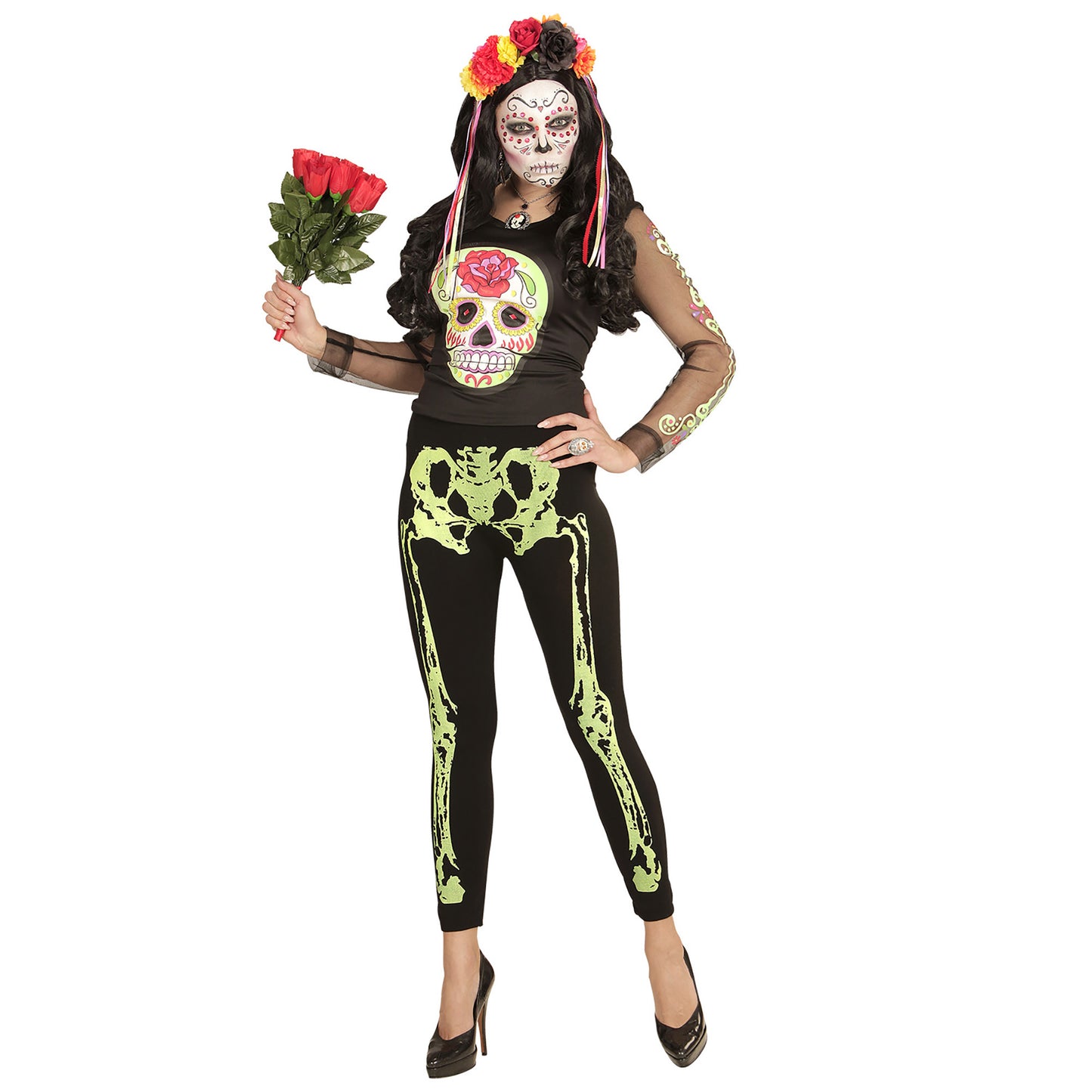 "NEON GRÜNE SKELETTLEGGINGS" 75 DEN – Ansicht 4