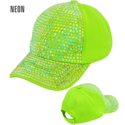 "NEON GRÜNE STRASS BASECAP" – Vorderansicht