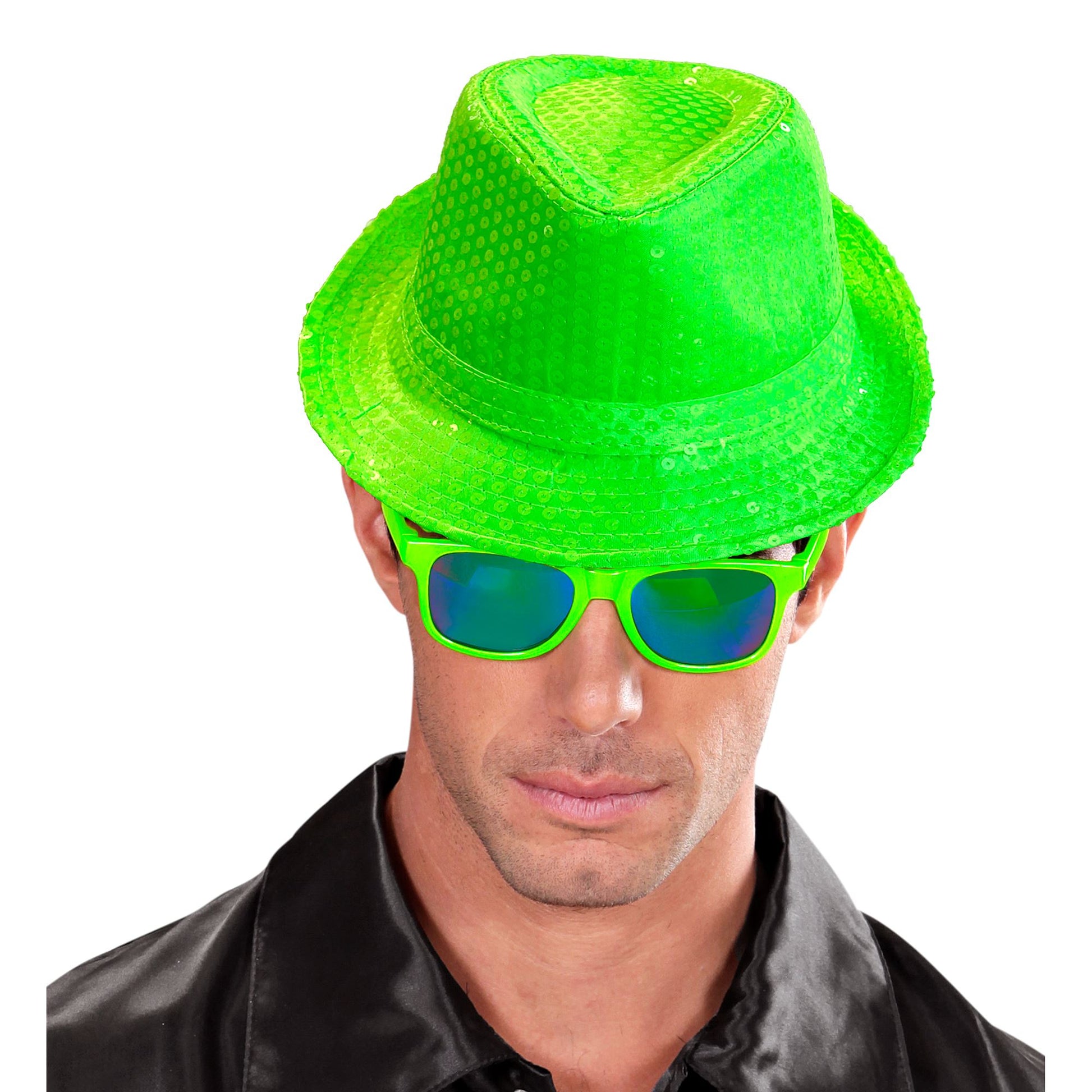 "NEON GRÜNER FEDORA MIT PAILLETTEN" – Ansicht 3