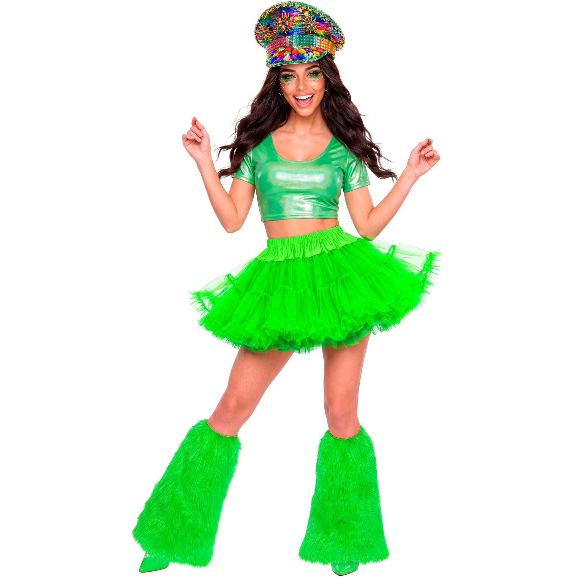 "NEON GRÜNER TUTU PETTICOAT" weicher mehrlagiger Tüll – Ansicht 4