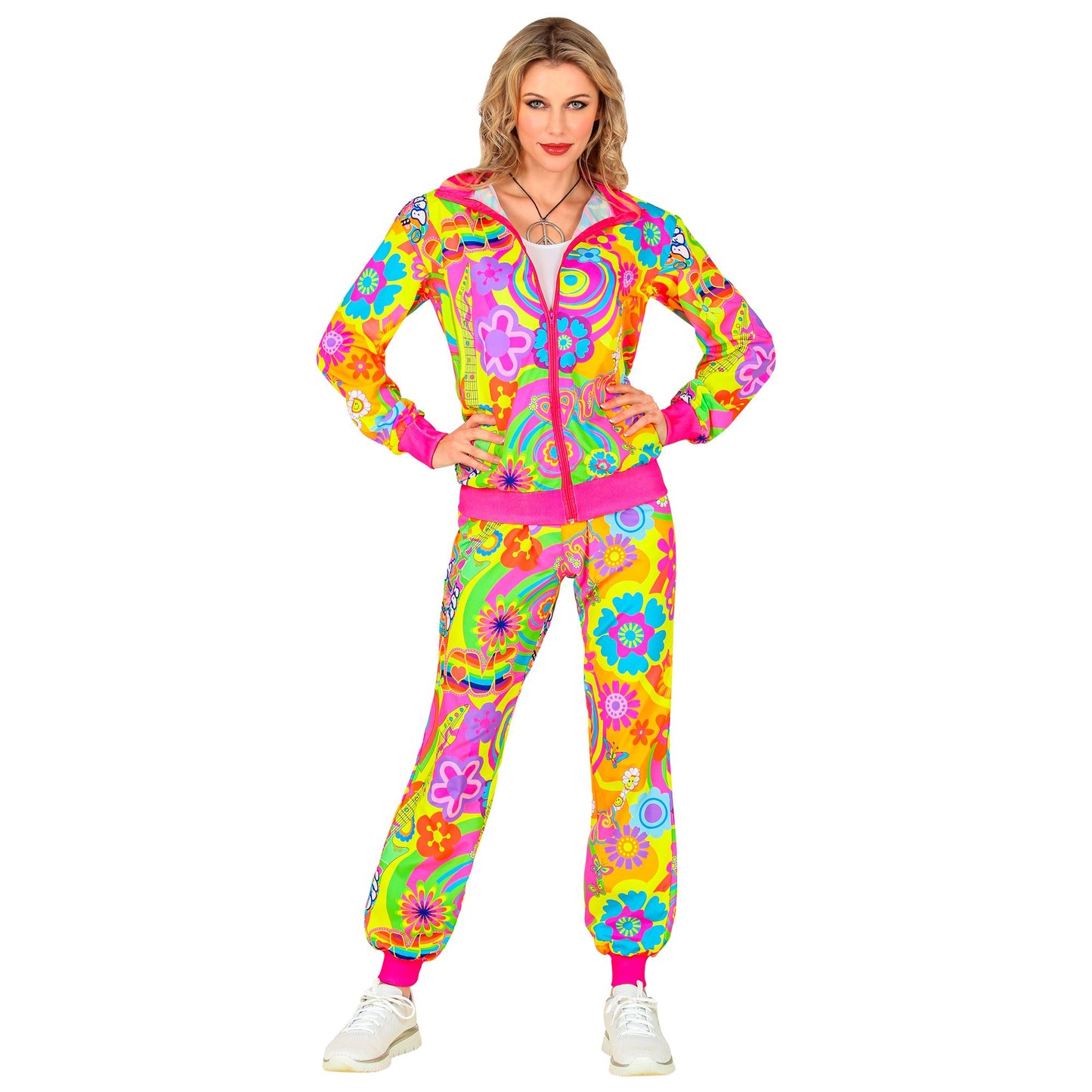 "NEON HIPPIE GROOVY LOVE PARTY FASHION TRAININGSANZUG" (Oberteil, Hose) – Ansicht 4