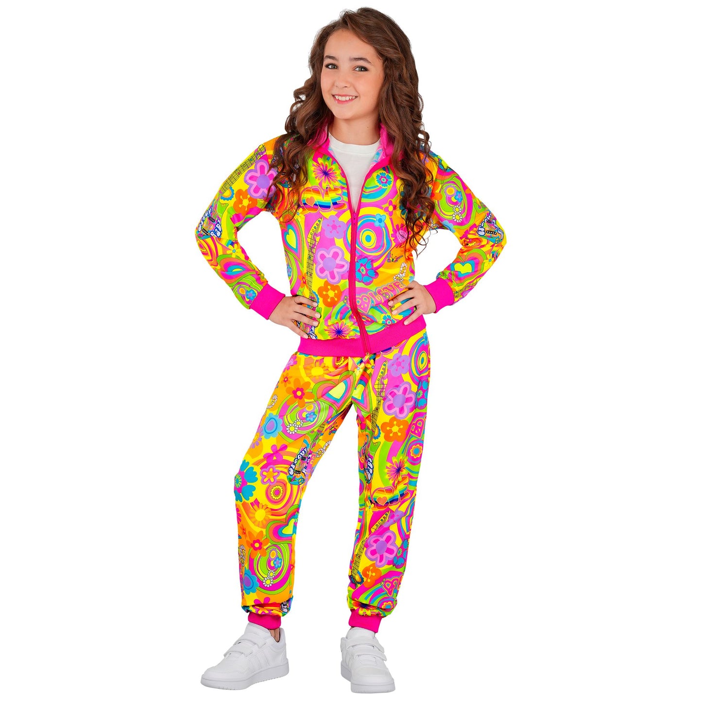 "NEON HIPPIE GROOVY LOVE PARTY FASHION TRAININGSANZUG" (Oberteil, Hose) – Ansicht 3