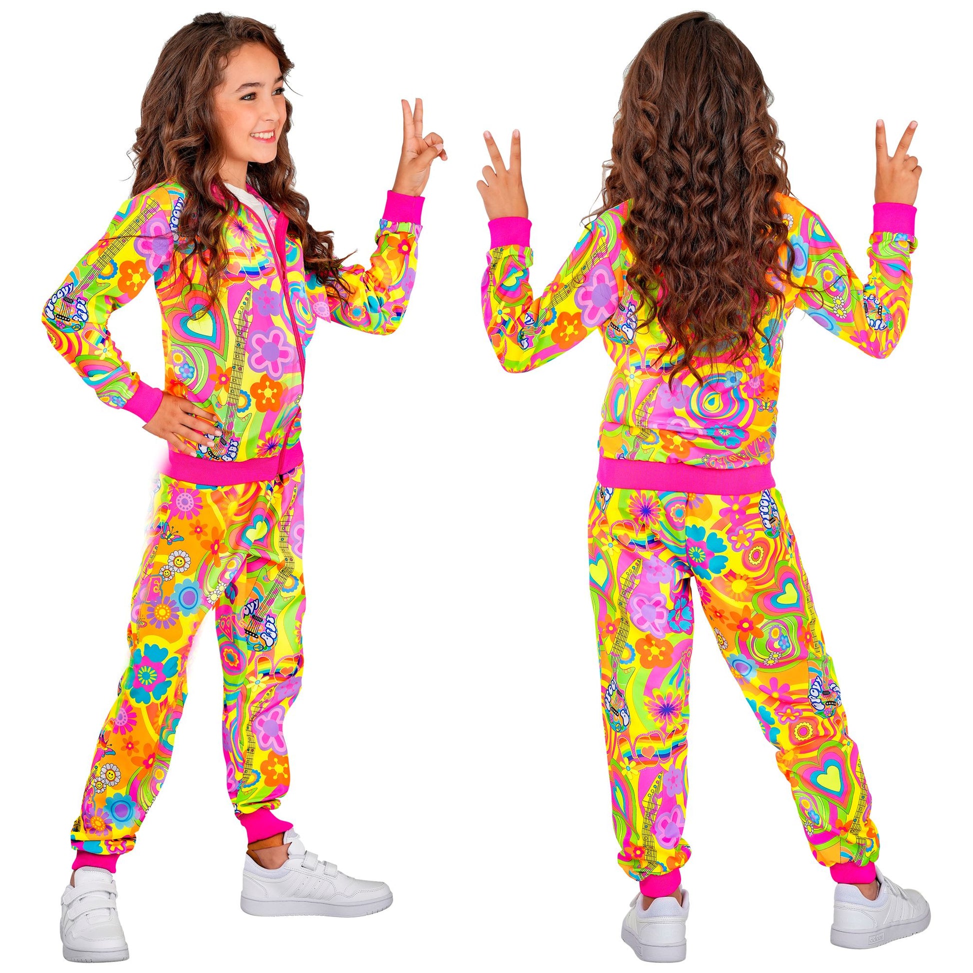 "NEON HIPPIE GROOVY LOVE PARTY FASHION TRAININGSANZUG" (Oberteil, Hose) – Ansicht 4