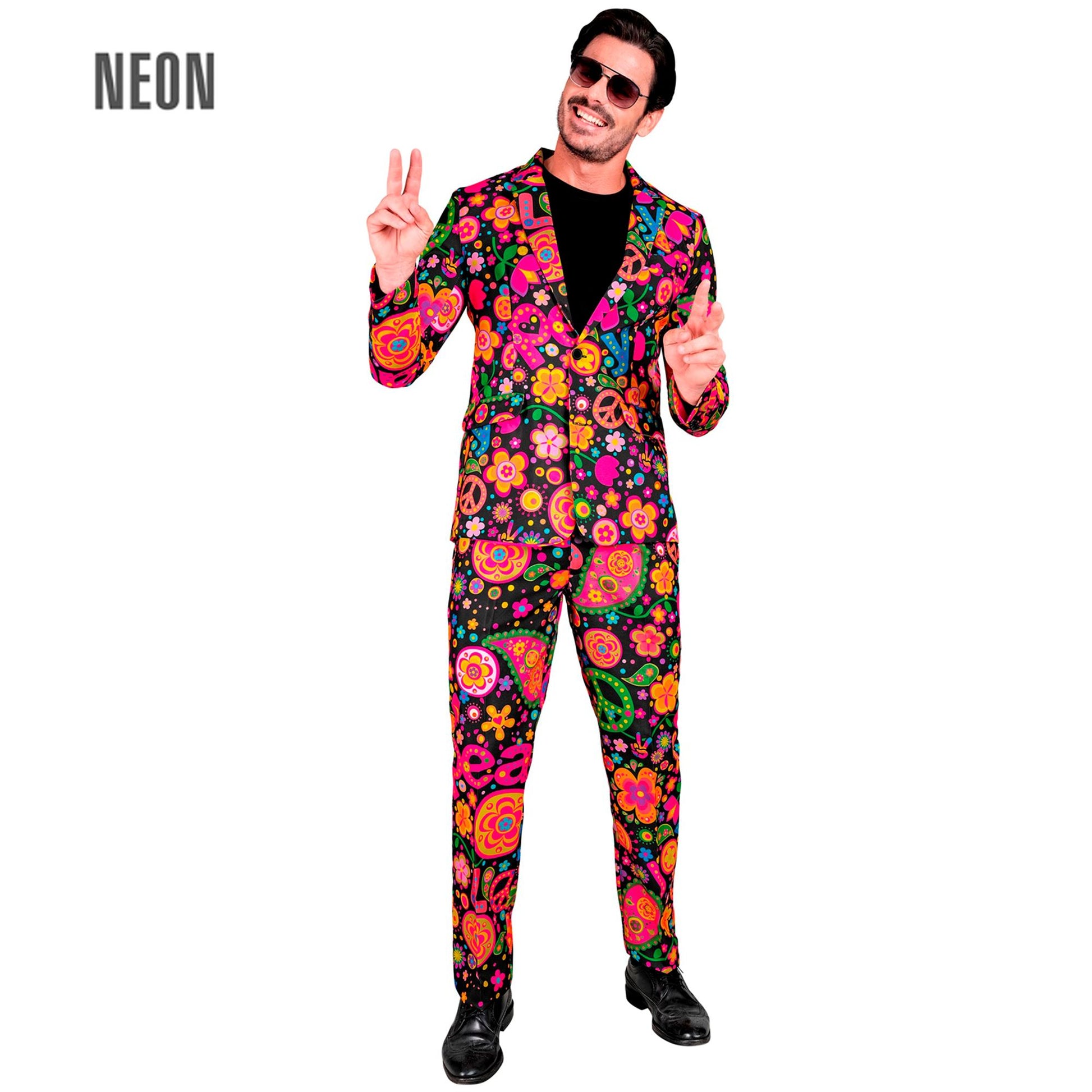"NEON HIPPIE PARTY FASHION ANZUG" (Jackett, Hose) – Vorderansicht