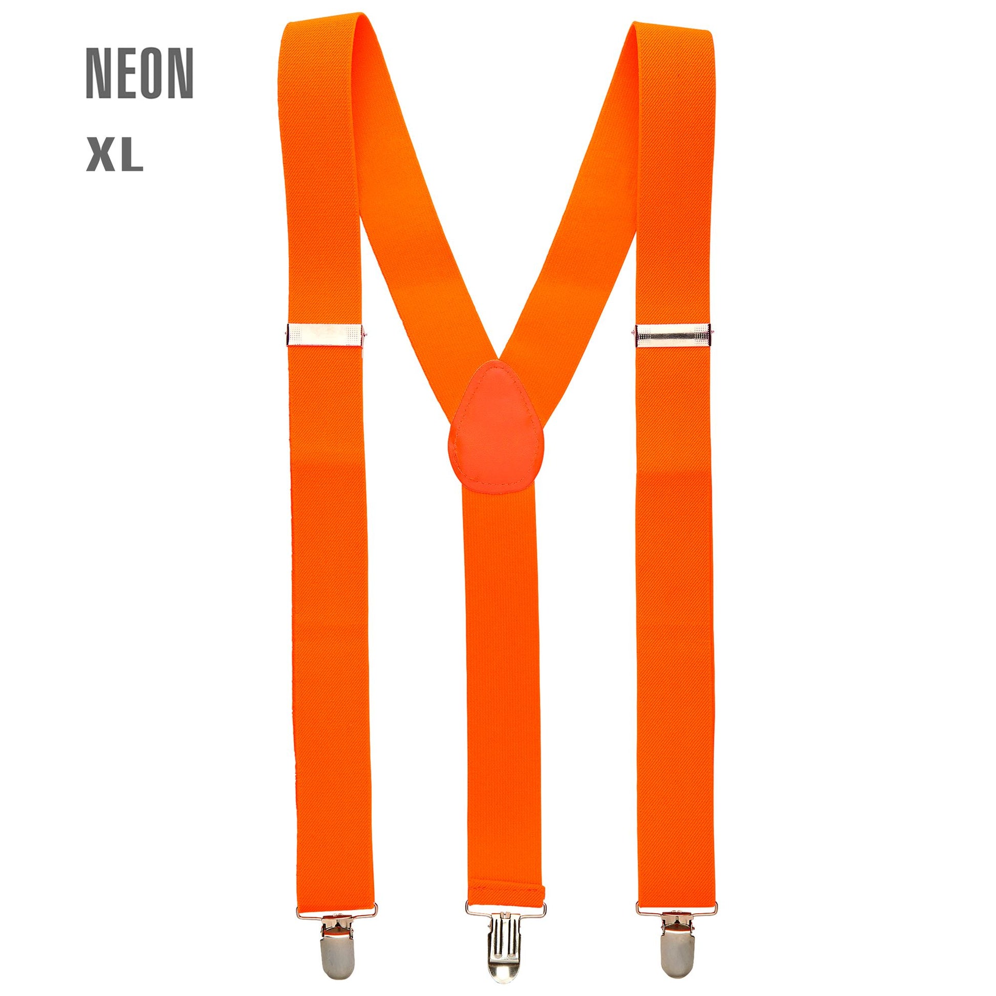 "NEON ORANGE HOSENTRÄGER" (ultralang bis 115-120 cm) – Vorderansicht