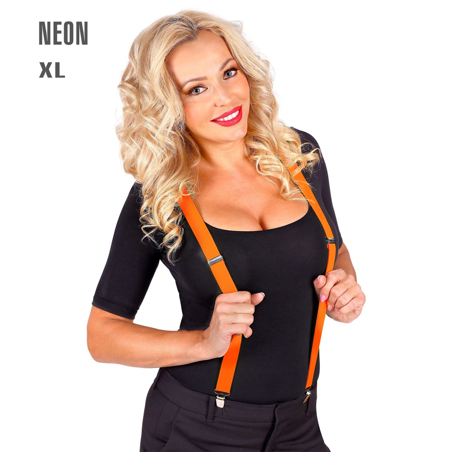 "NEON ORANGE HOSENTRÄGER" (ultralang bis 115-120 cm) – Ansicht 3