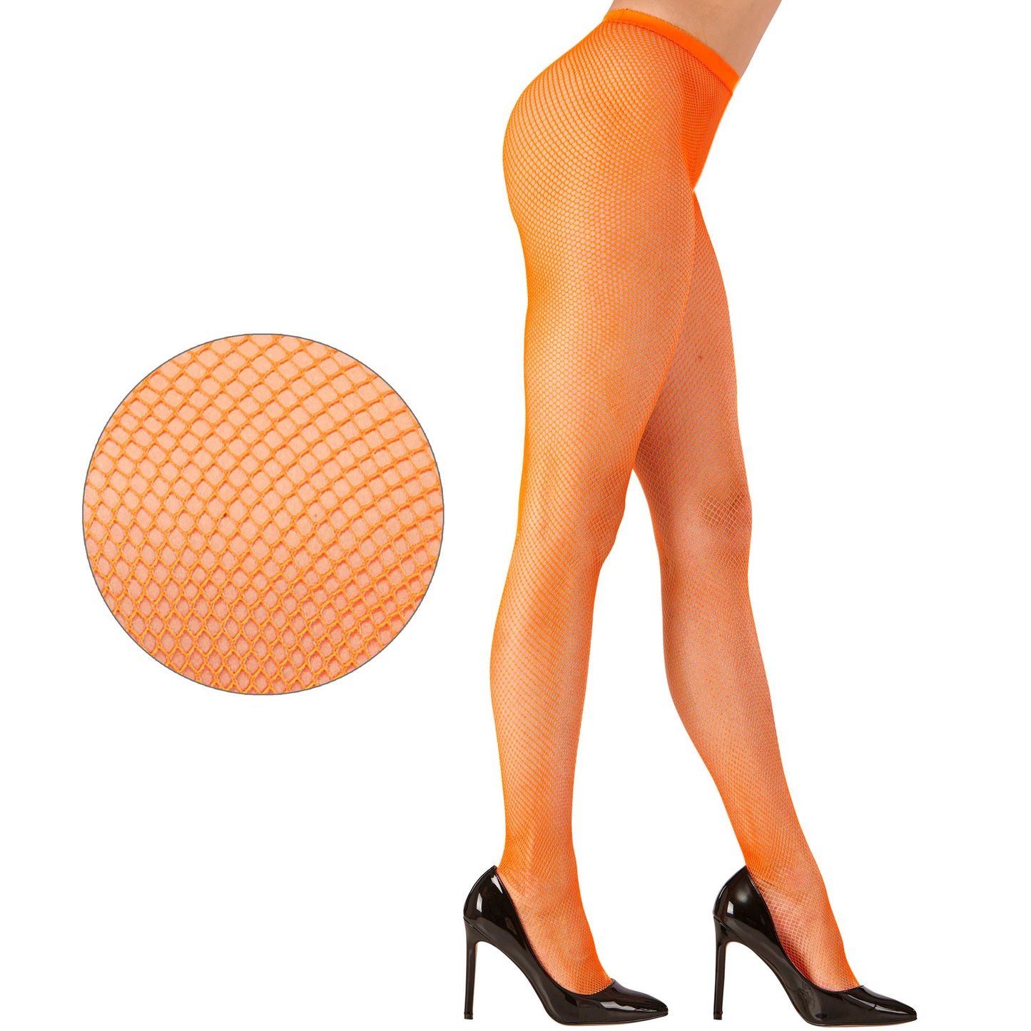 "NEON ORANGE NETZSTRUMPFHOSE" – Vorderansicht
