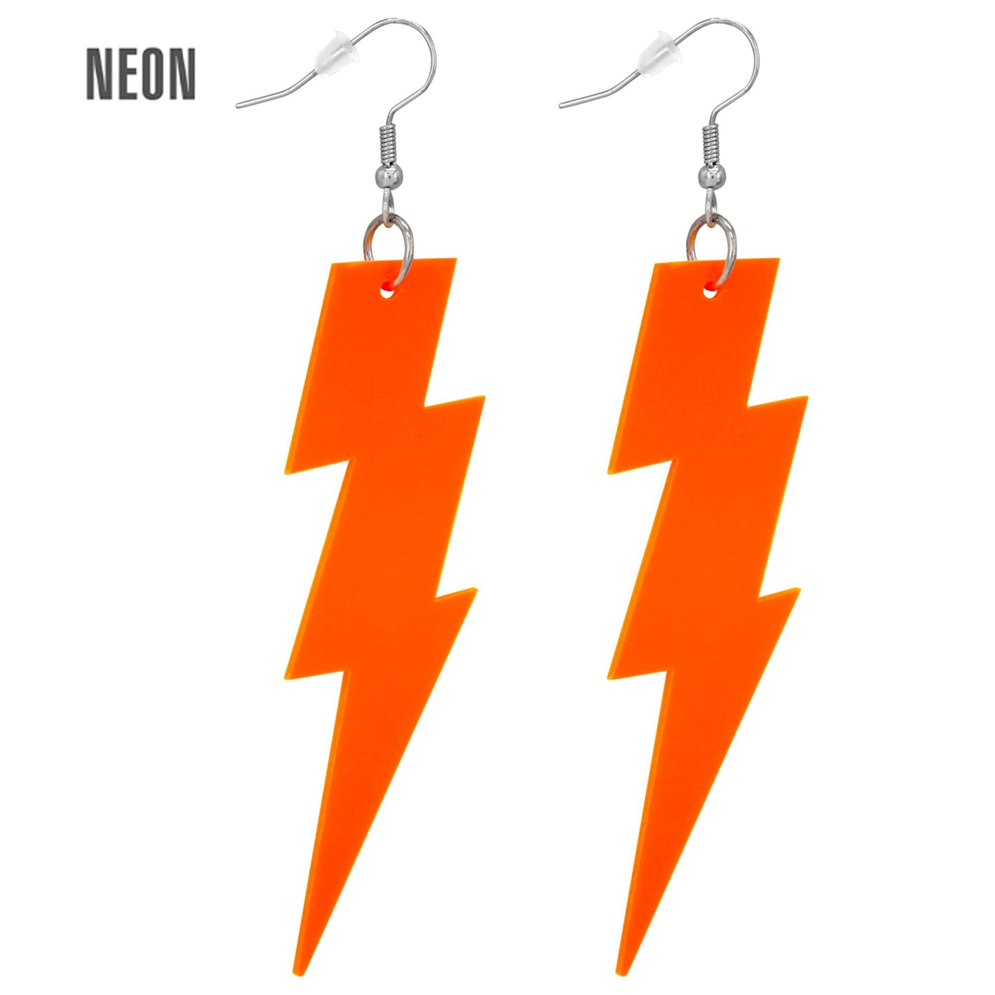 "NEON ORANGENE 80er JAHRE BLITZ OHRRINGE" – Vorderansicht