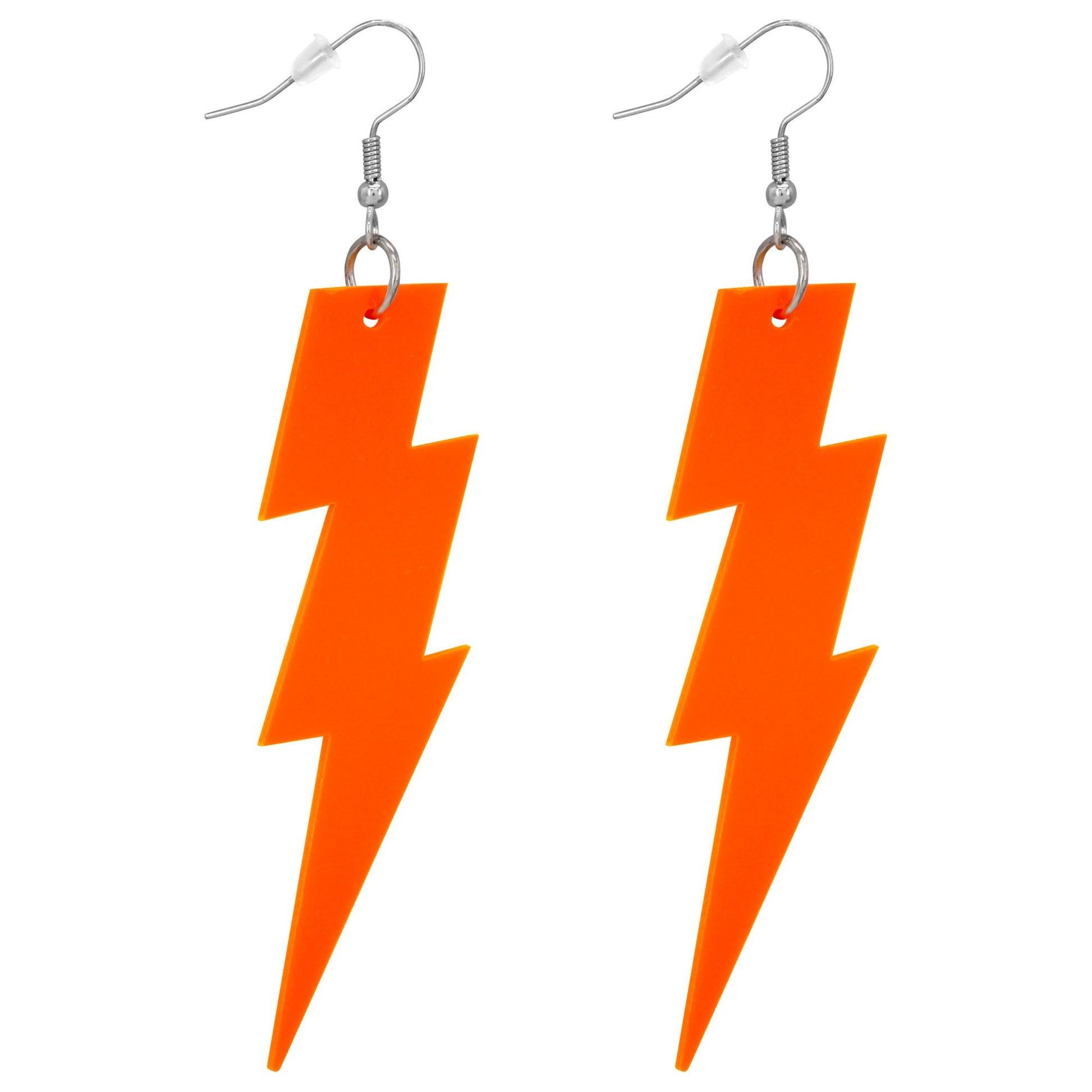 "NEON ORANGENE 80er JAHRE BLITZ OHRRINGE" – Detailansicht