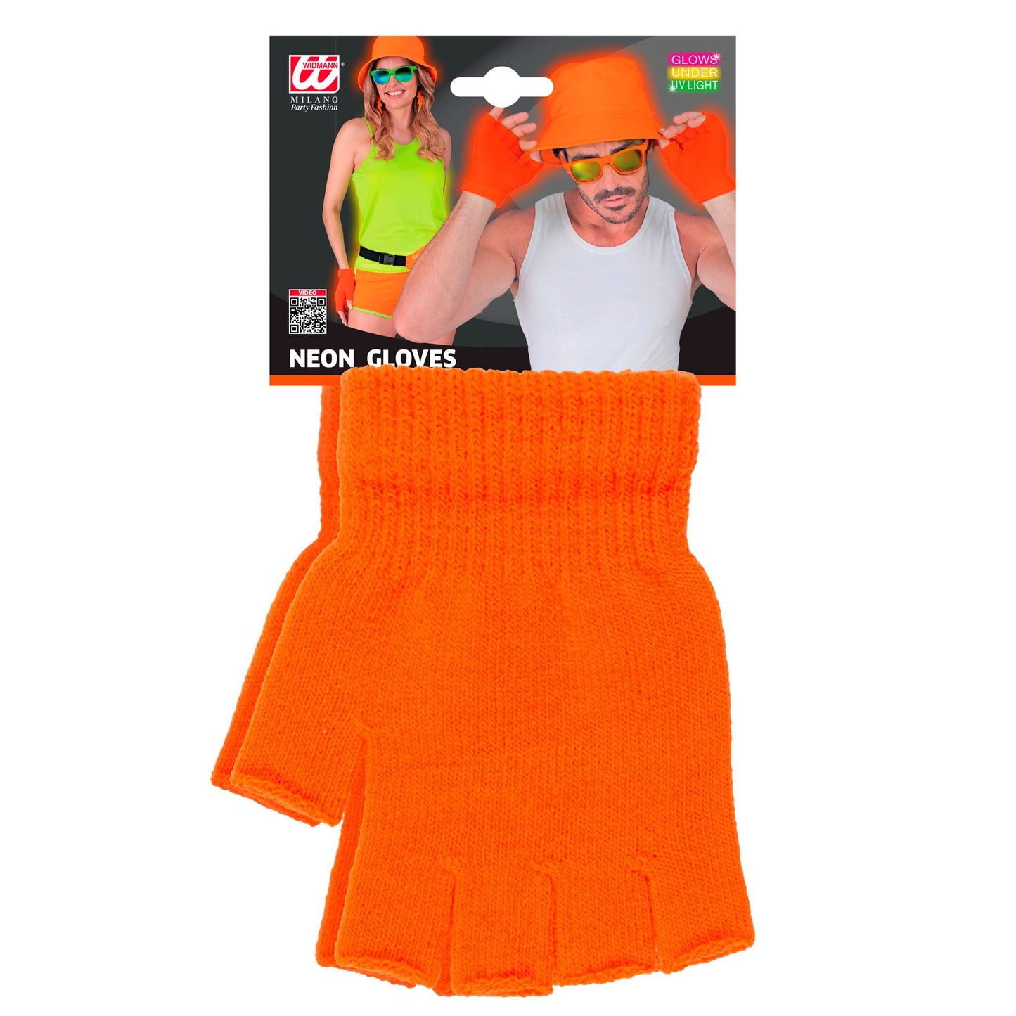 "NEON ORANGENE FINGERLOSE HANDSCHUHE" – Detailansicht
