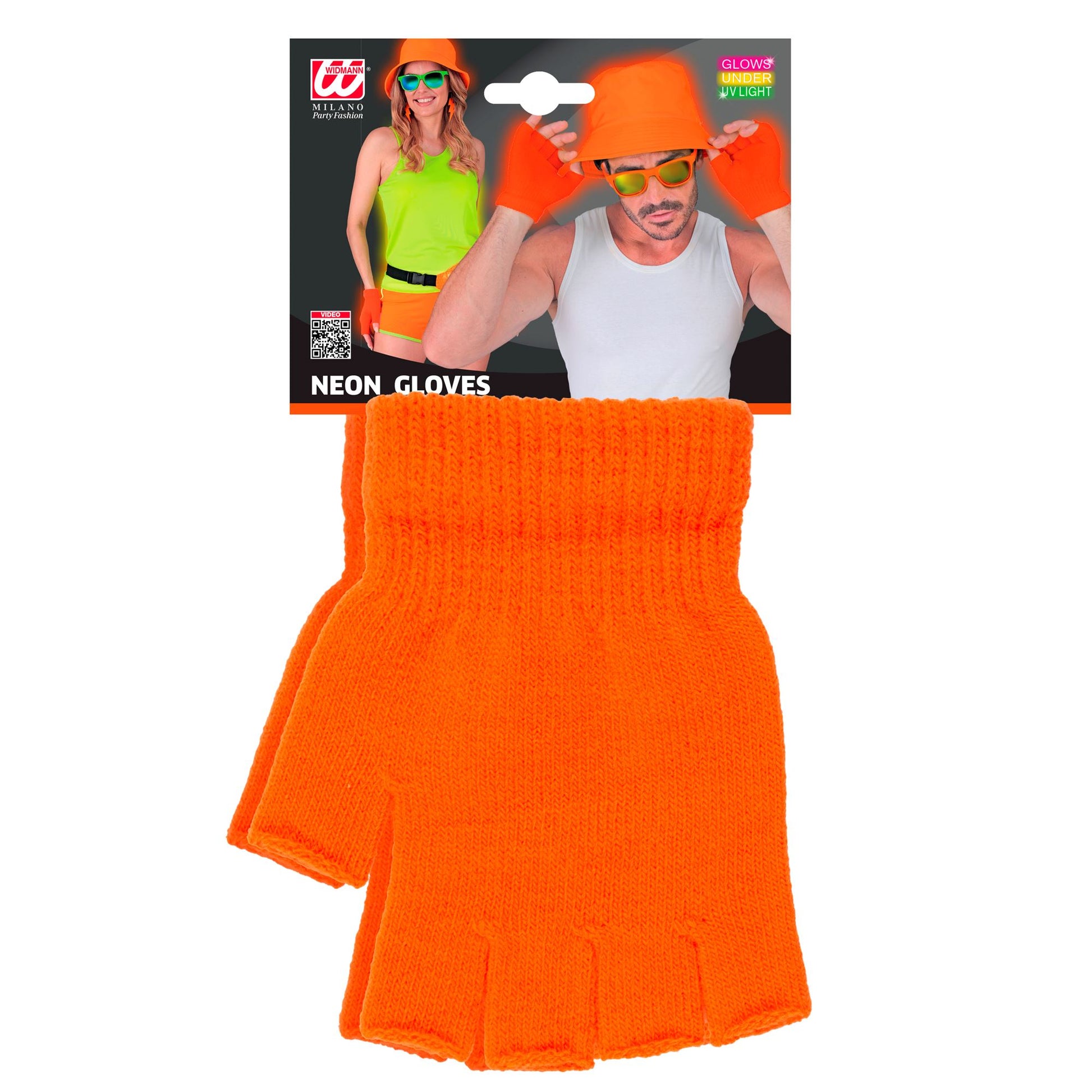"NEON ORANGENE FINGERLOSE HANDSCHUHE" – Detailansicht