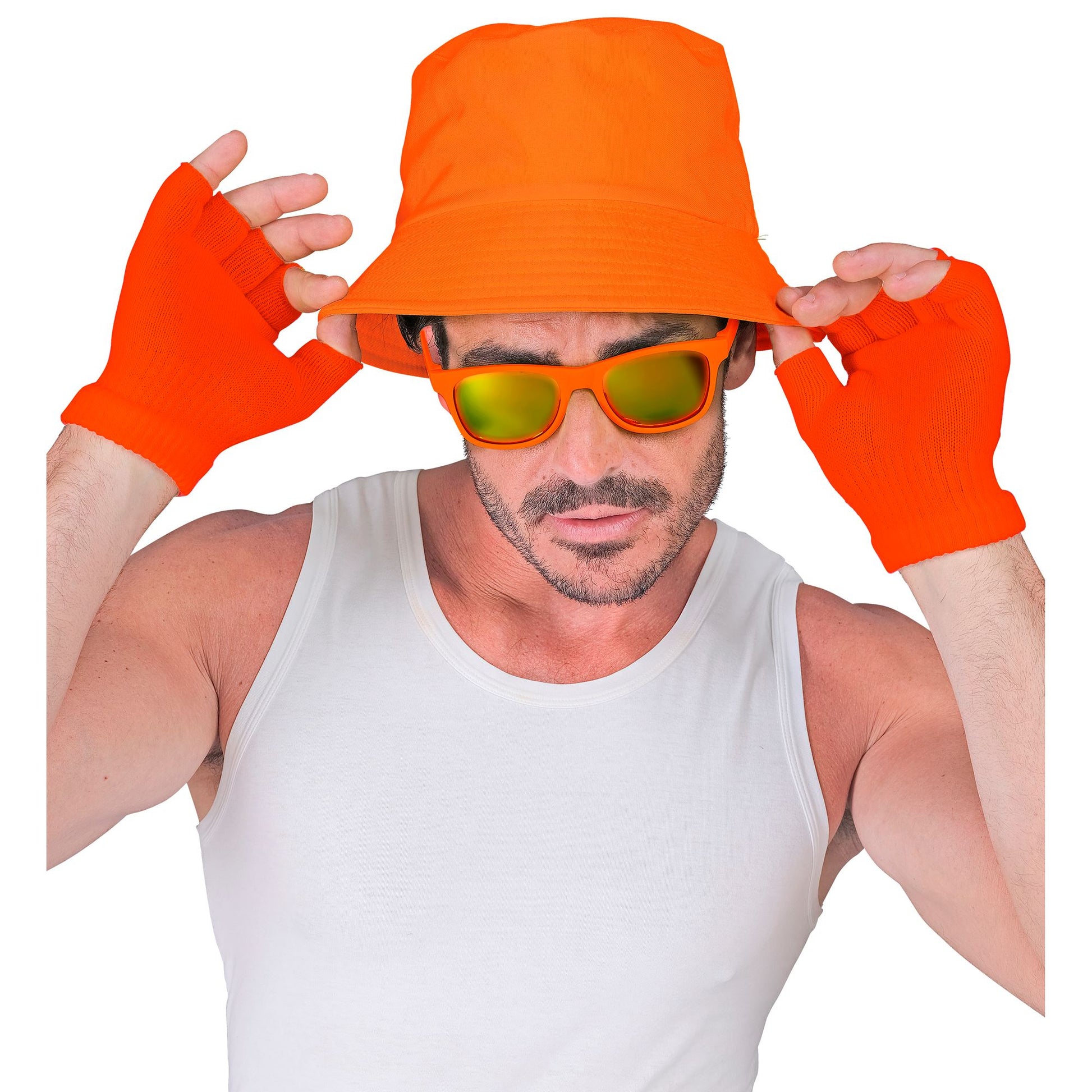"NEON ORANGENE FINGERLOSE HANDSCHUHE" – Ansicht 4