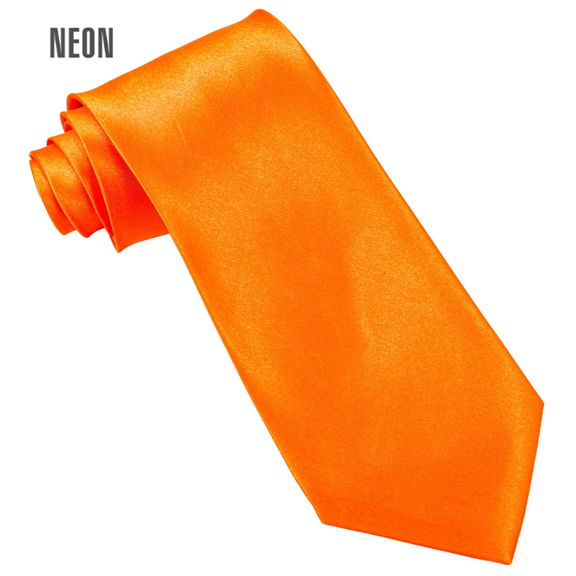 "NEON ORANGENE KRAWATTE" aus Satin – Vorderansicht