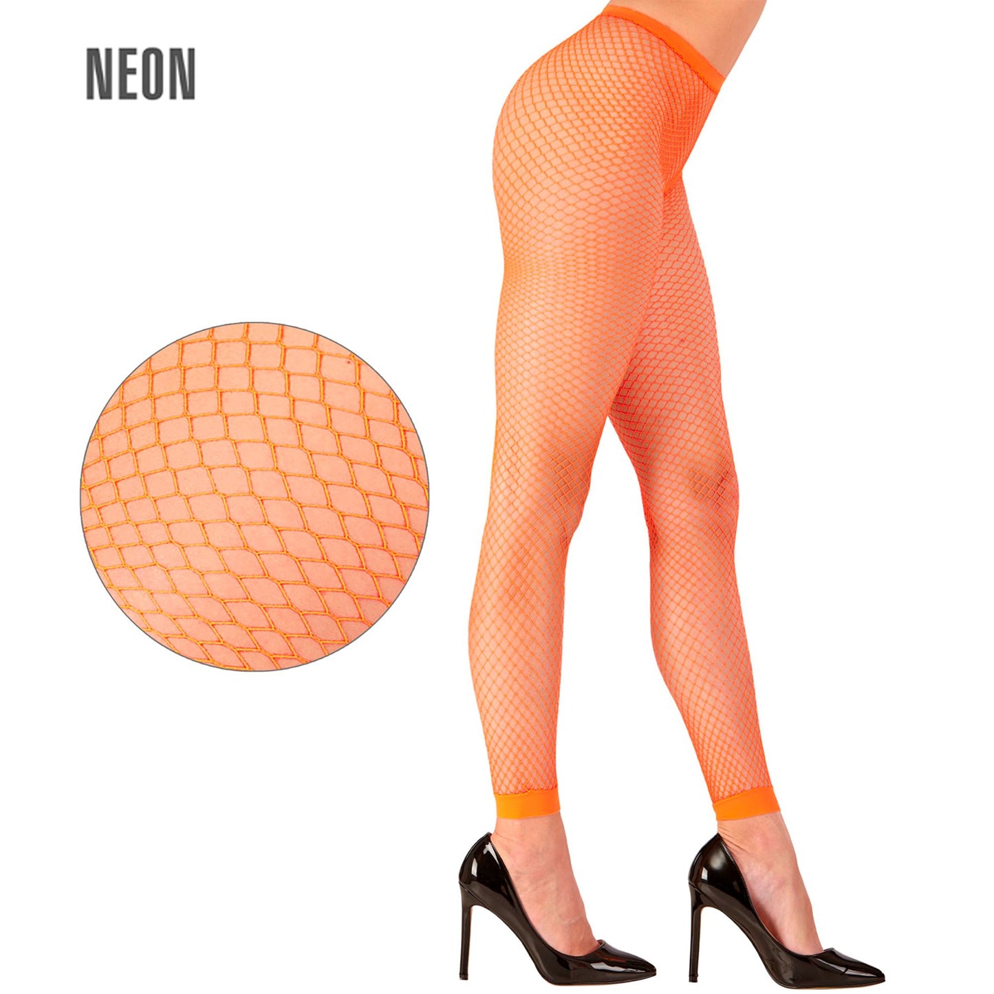 "NEON ORANGENE NETZ LEGGINGS" – Vorderansicht
