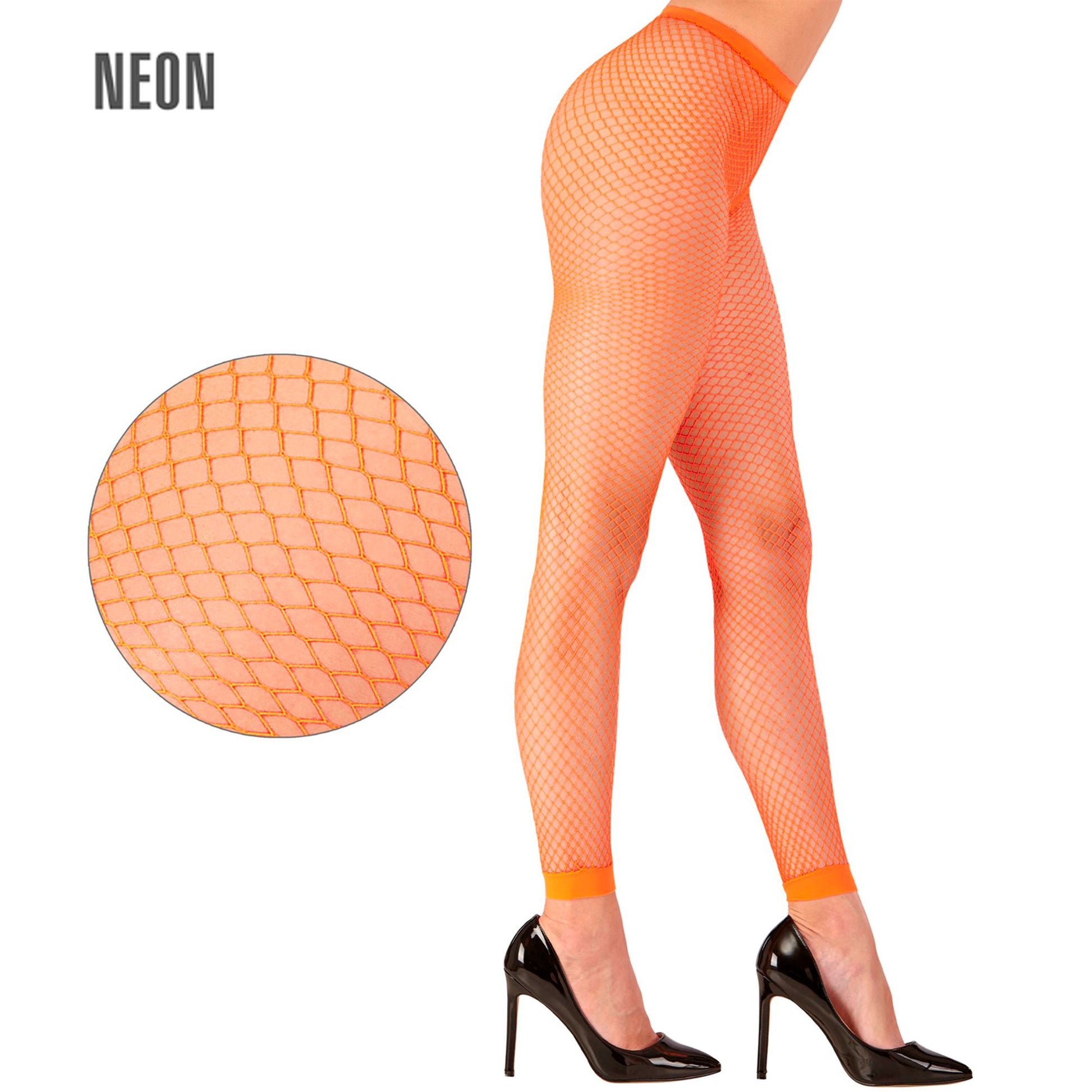 "NEON ORANGENE NETZ LEGGINGS" – Vorderansicht
