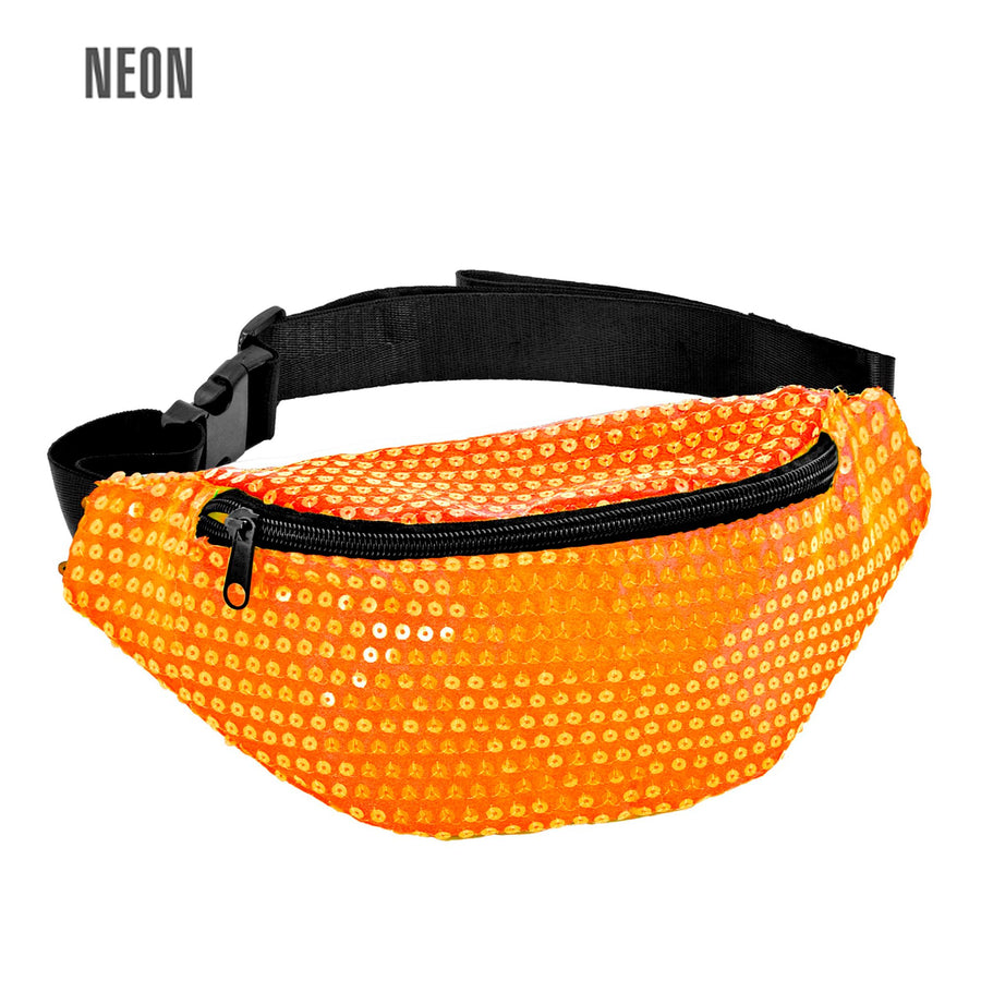 "NEON ORANGENE PAILLETTEN GÜRTELTASCHE" – Vorderansicht