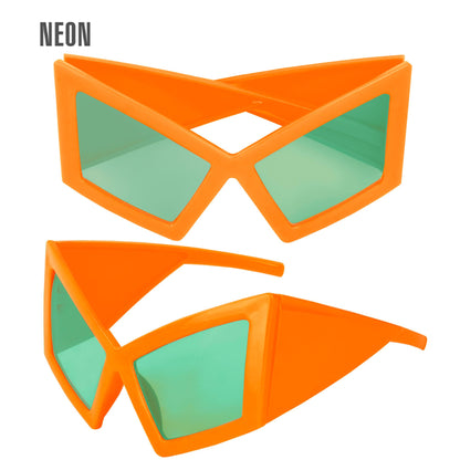 "NEON ORANGENE RIESENBRILLE" – Vorderansicht