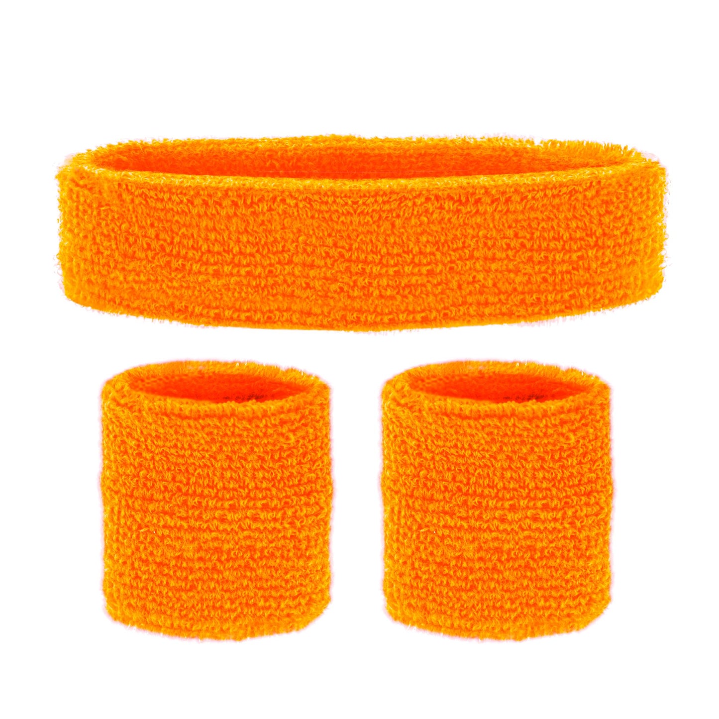 "NEON ORANGENE SCHWEIßBÄNDER" (Stirnband und 2 Armbänder) – Detailansicht