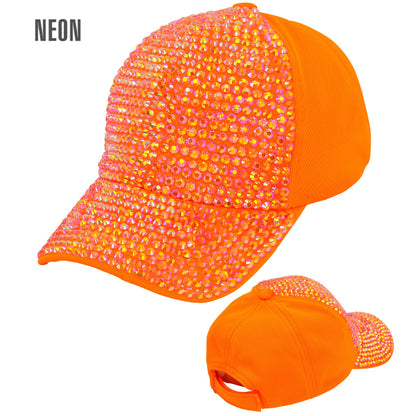 "NEON ORANGENE STRASS BASECAP" – Vorderansicht