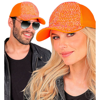 "NEON ORANGENE STRASS BASECAP" – Ansicht 4