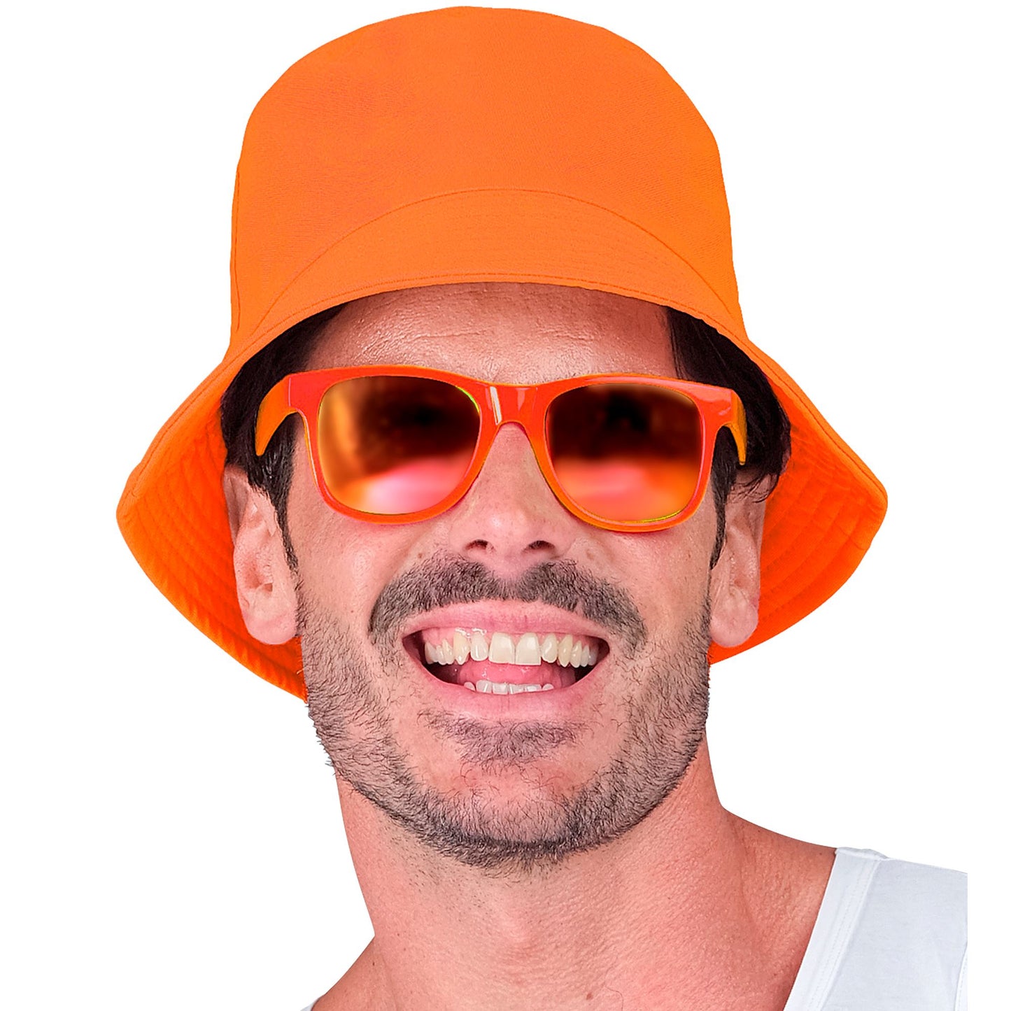 Widmann 80er Neon Orange Bucket Fischerhut – Verpackung