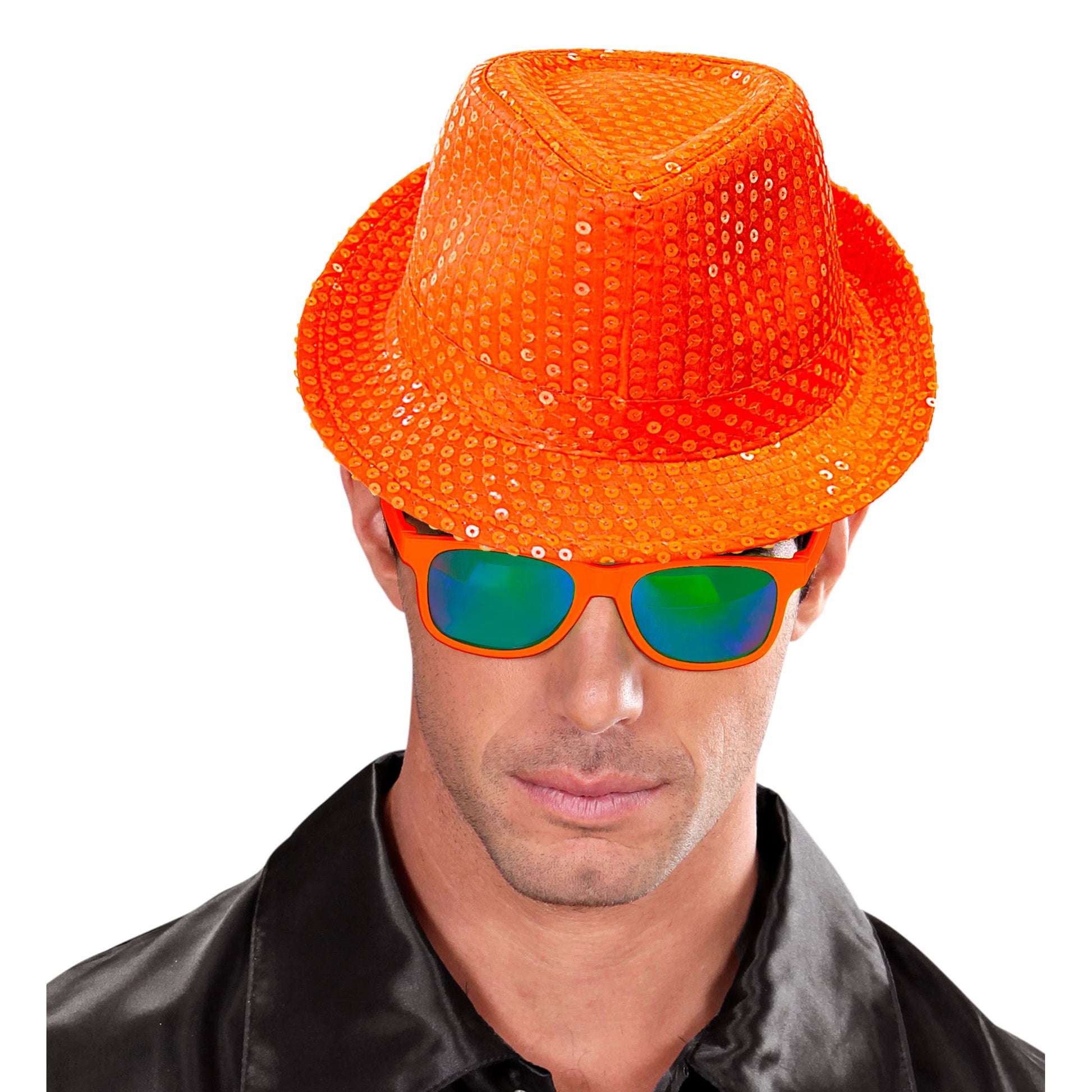 "NEON ORANGENER FEDORA MIT PAILLETTEN" – Ansicht 3