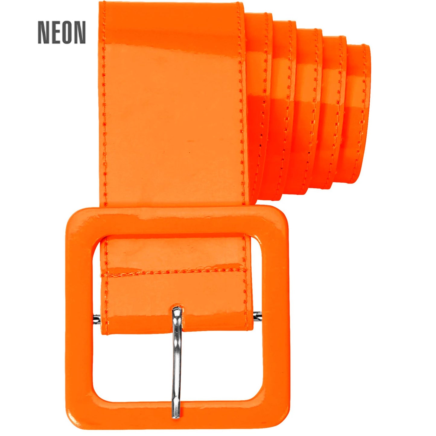 "NEON ORANGENER VINYLGÜRTEL" – Vorderansicht
