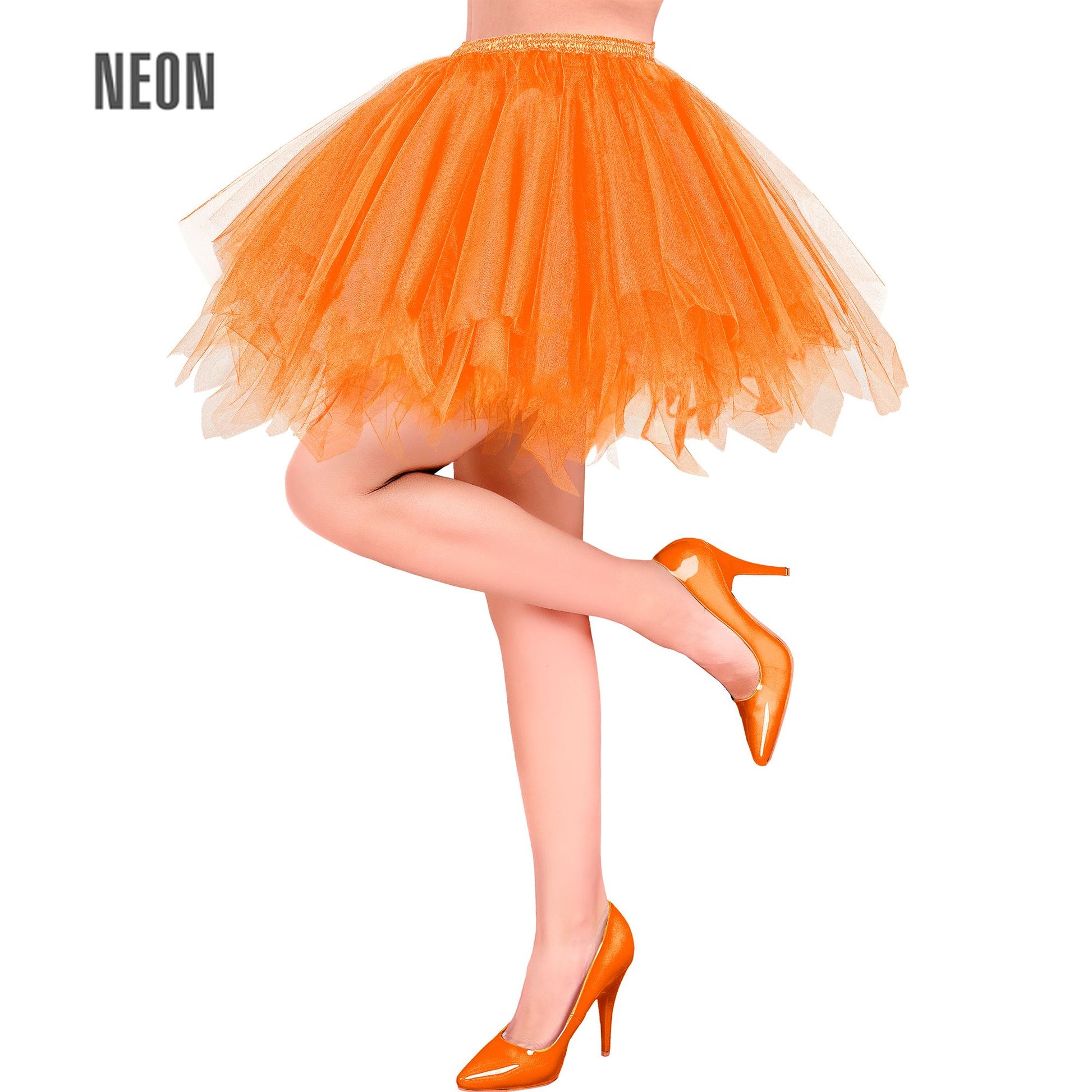 "NEON ORANGES TUTU" mit Innentasche für LED-Lichter – Vorderansicht