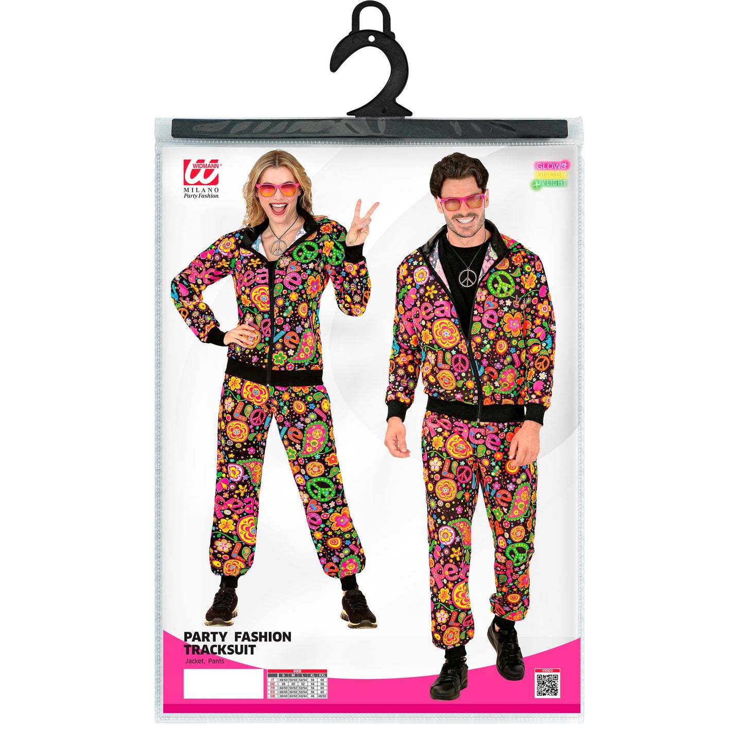 "NEON PEACE & LOVE HIPPIE PARTY FASHION TRAININGSANZUG" (Oberteil, Hose) – Ansicht 5