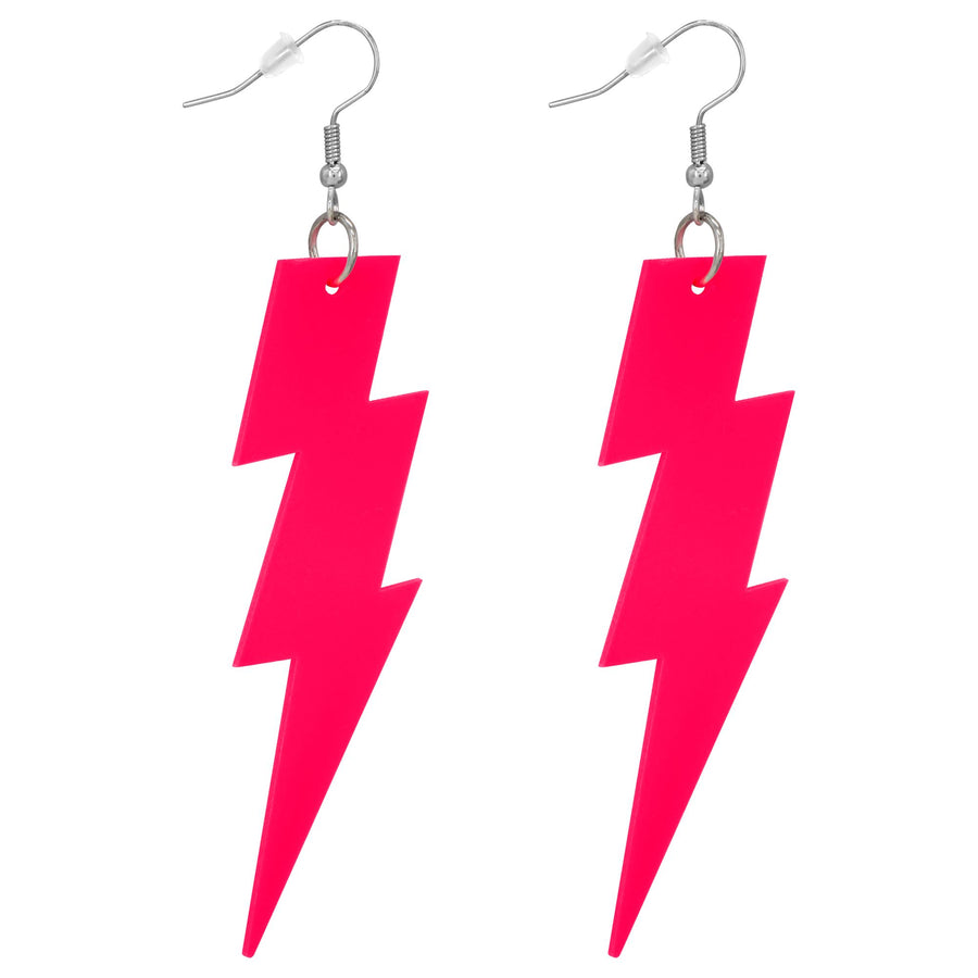 "NEON PINKE 80er JAHRE BLITZ OHRRINGE" – Detailansicht