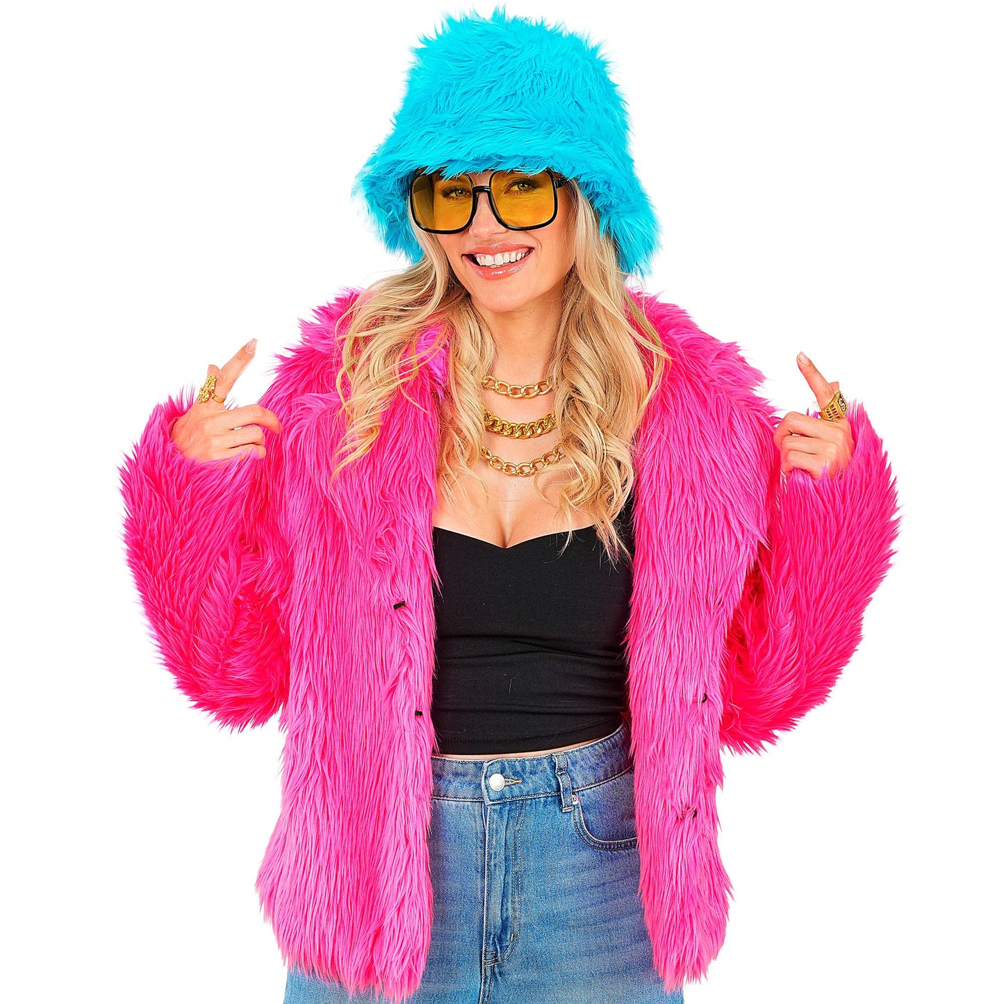 "NEON PINKE DAMEN PLÜSCHJACKE" – Ansicht 8