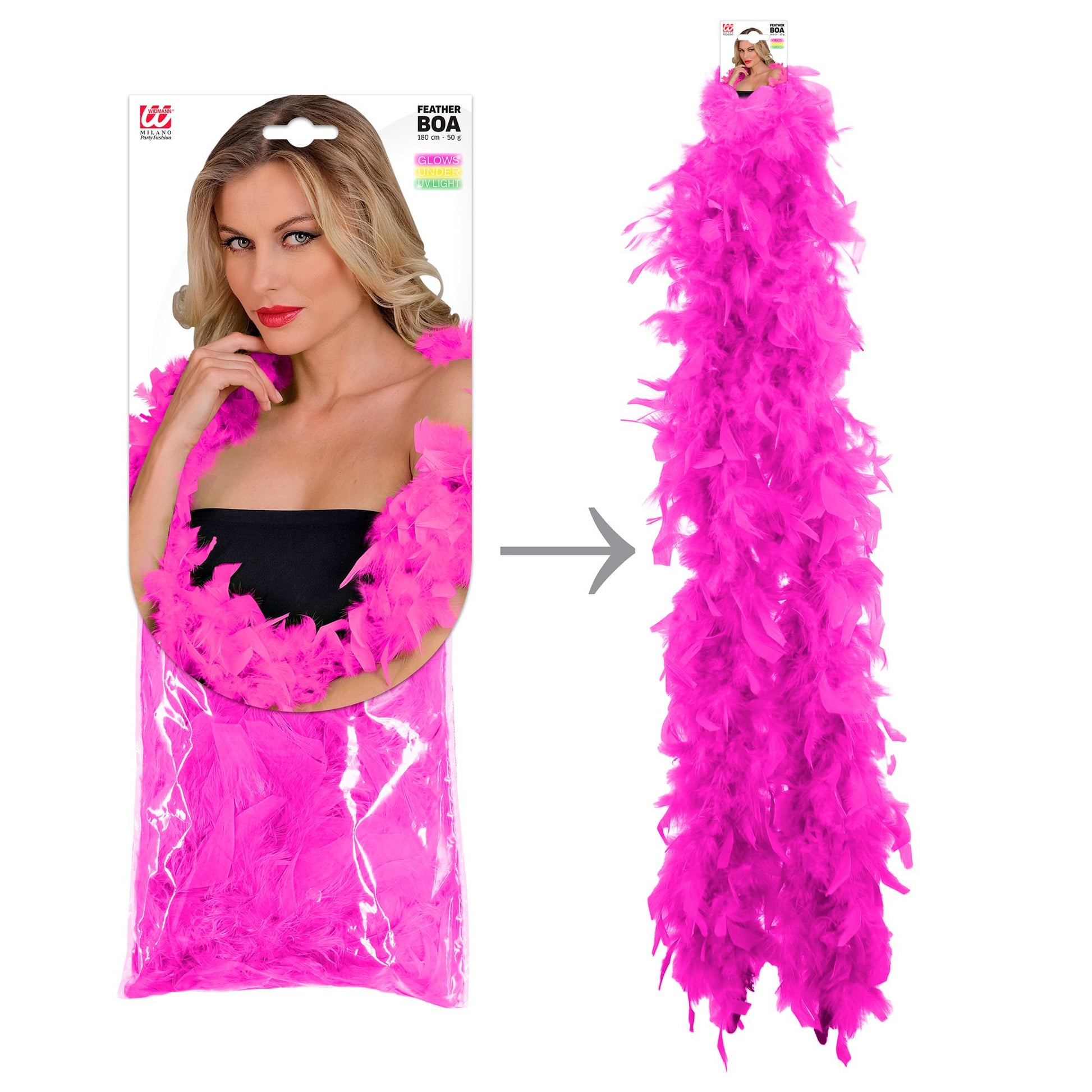 "NEON PINKE FEDERBOA" - 1,80 m - 50 g – Ansicht 3