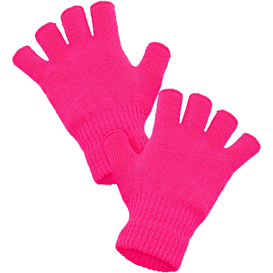 "NEON PINKE FINGERLOSE HANDSCHUHE" – Vorderansicht