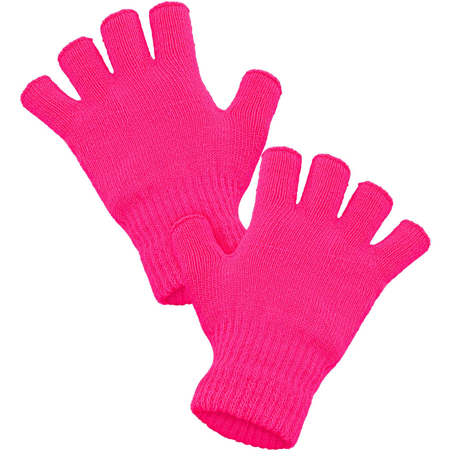 "NEON PINKE FINGERLOSE HANDSCHUHE" – Vorderansicht