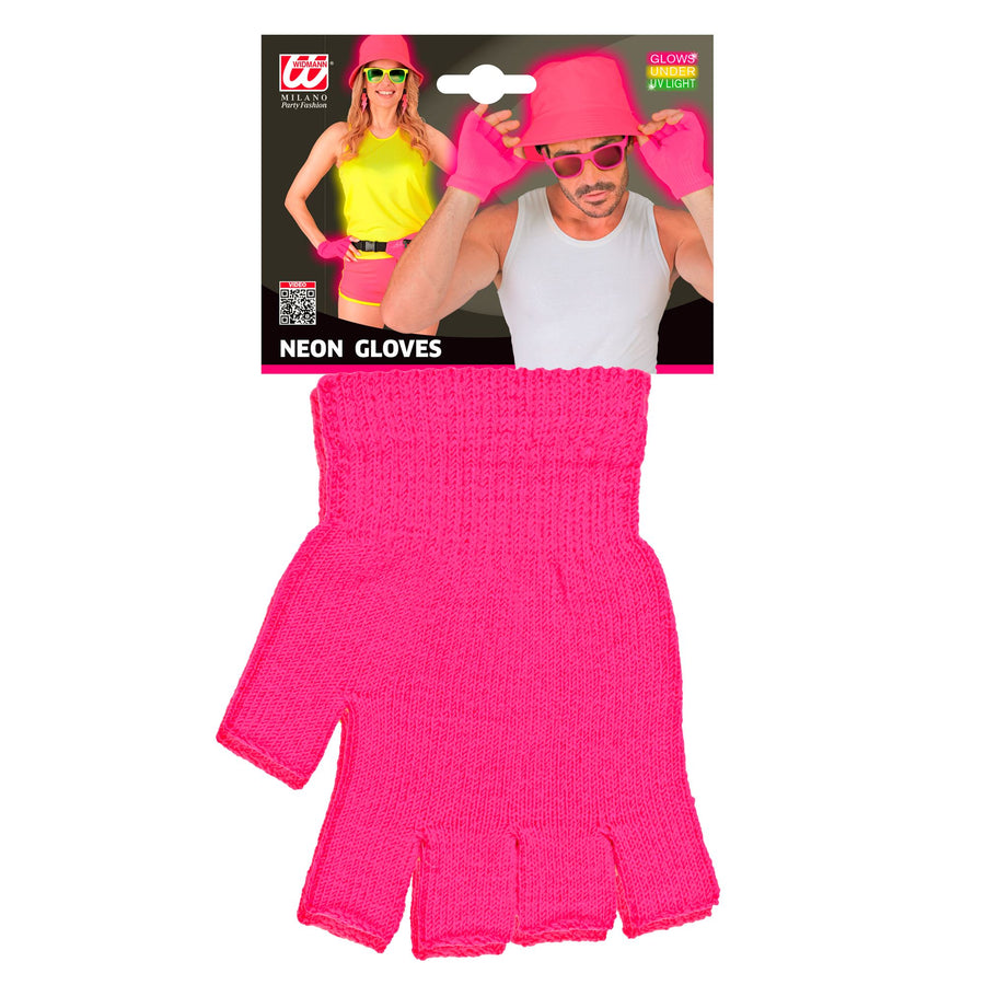 "NEON PINKE FINGERLOSE HANDSCHUHE" – Detailansicht