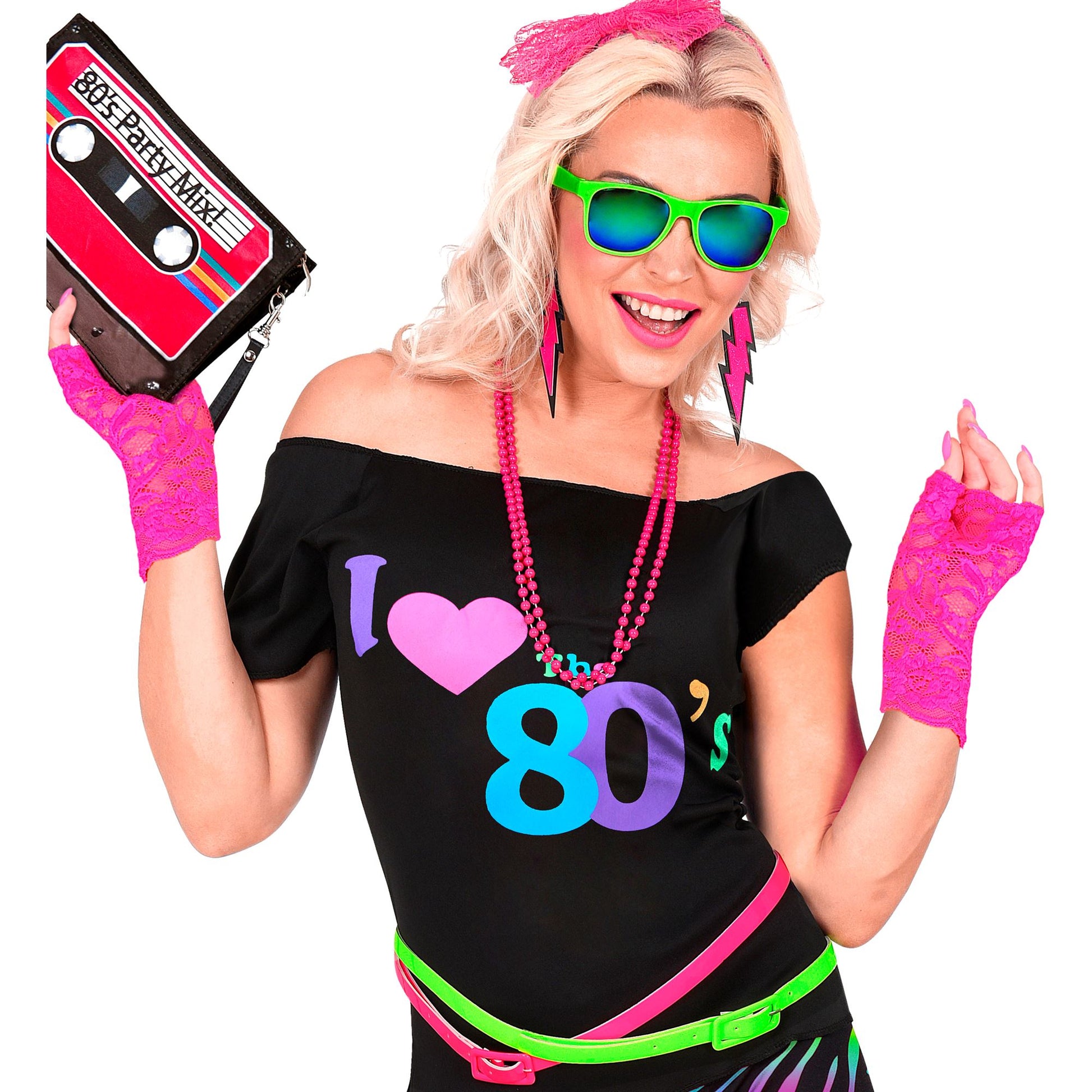 "NEON PINKE HANDSCHUHE AUS SPITZE" – Ansicht 3