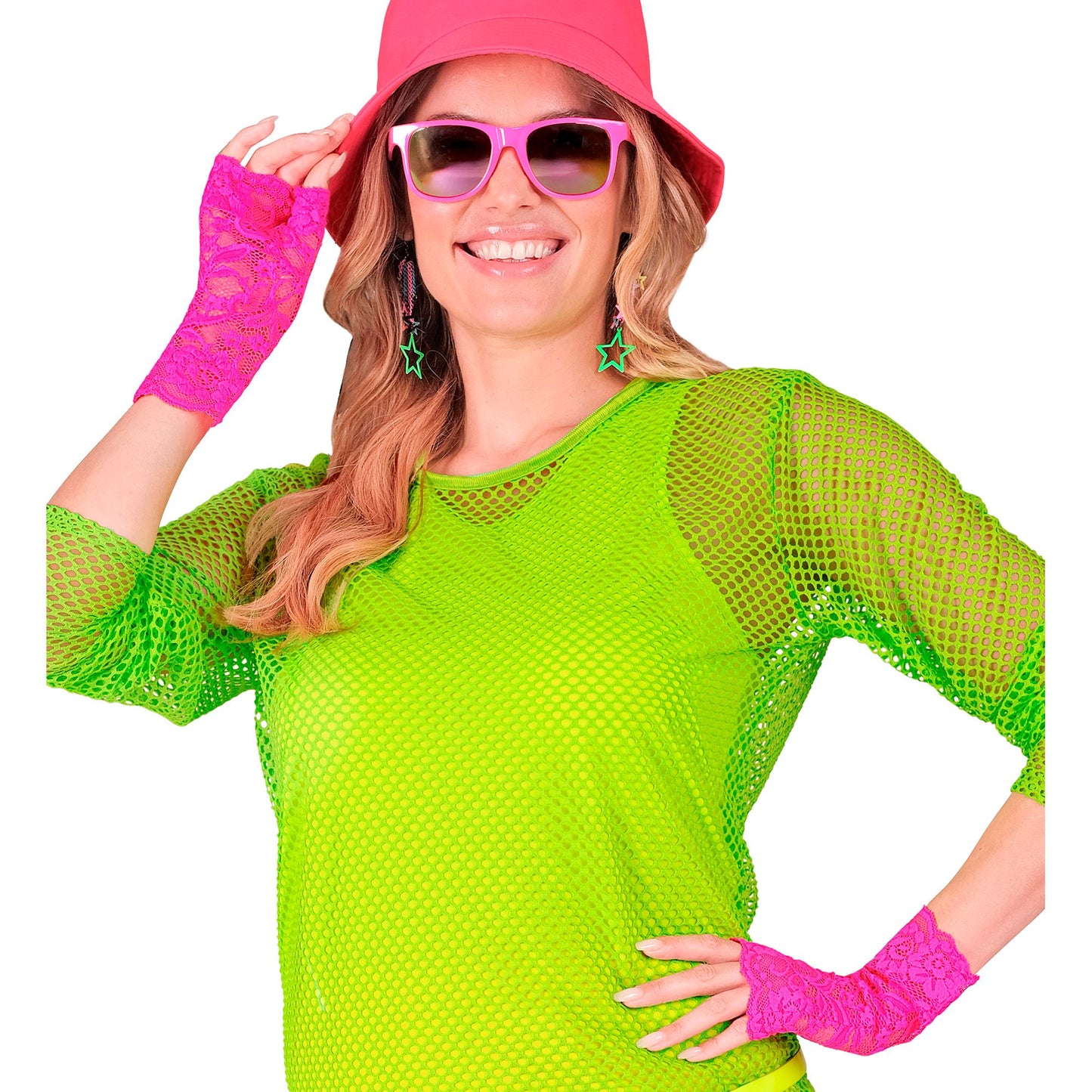 "NEON PINKE HANDSCHUHE AUS SPITZE" – Ansicht 4