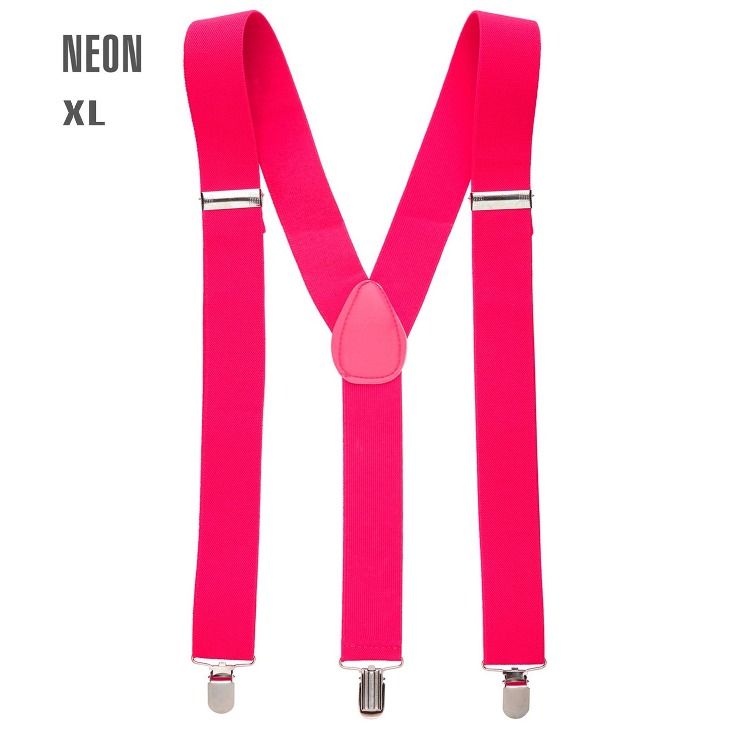 "NEON PINKE HOSENTRÄGER" (ultralang bis 115-120 cm) – Vorderansicht