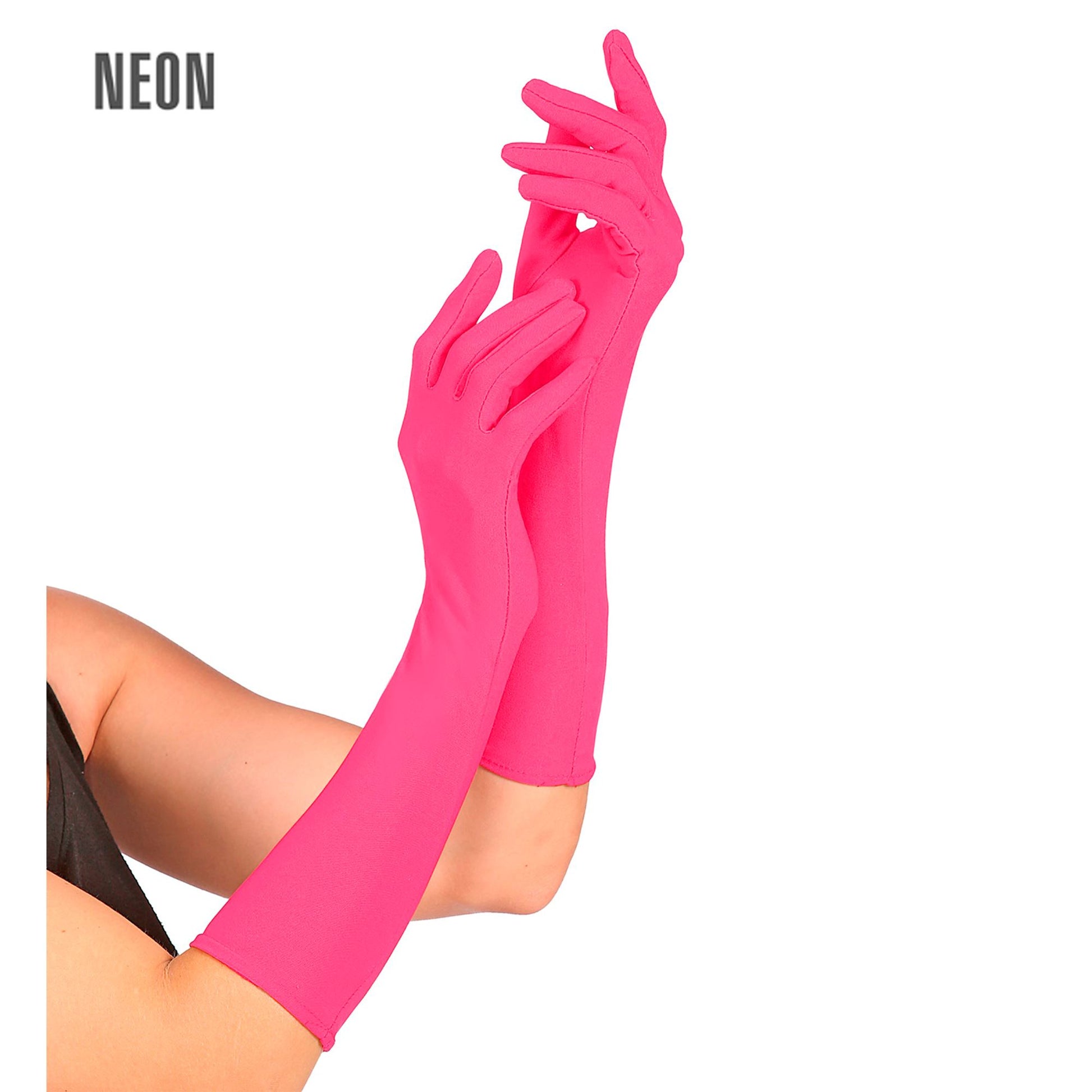 "NEON PINKE LANGE HANDSCHUHE" – Vorderansicht