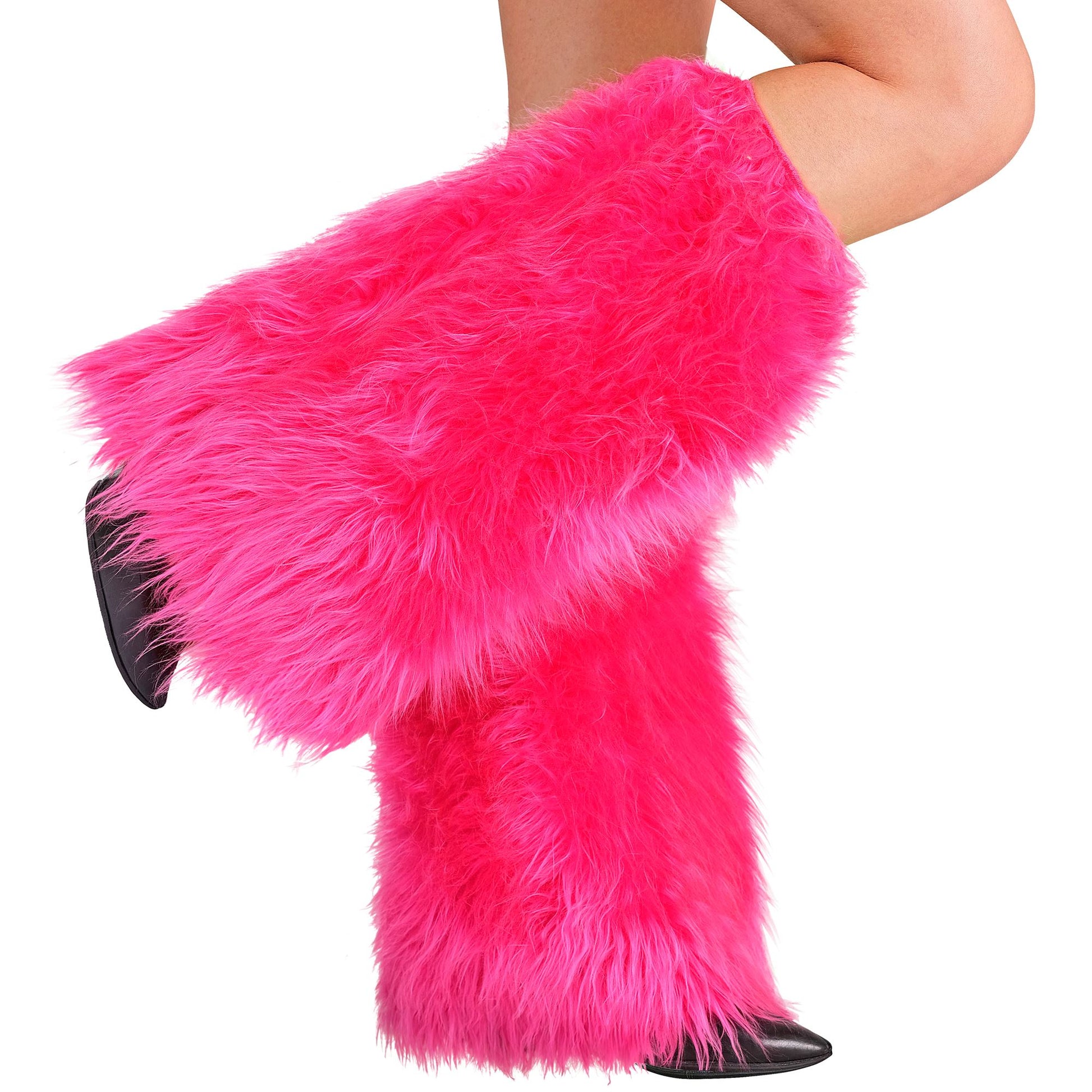 "NEON PINKE PLÜSCH BEINSTULPEN" – Vorderansicht